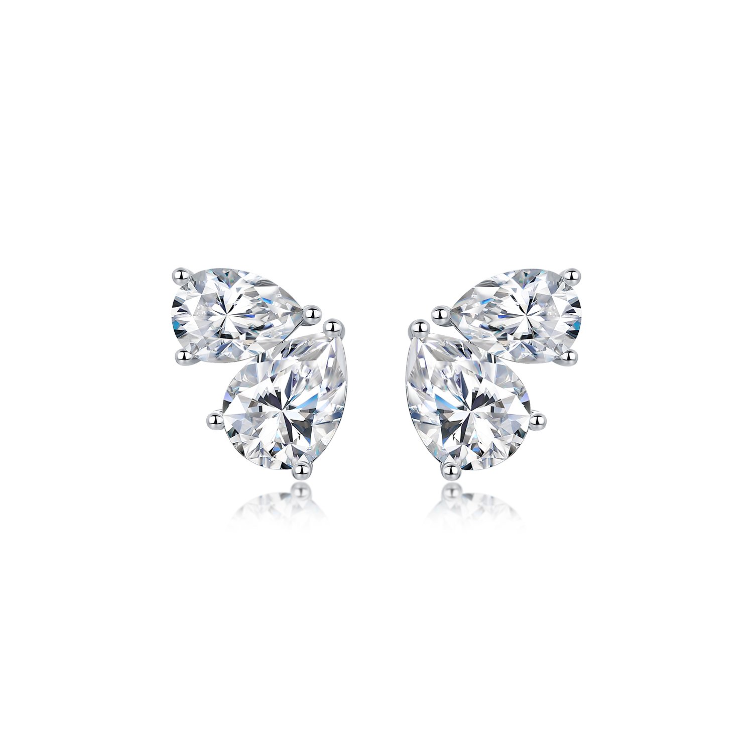 Pear Moissanite Cluster Stud Earrings – 2.05ct DEW Each