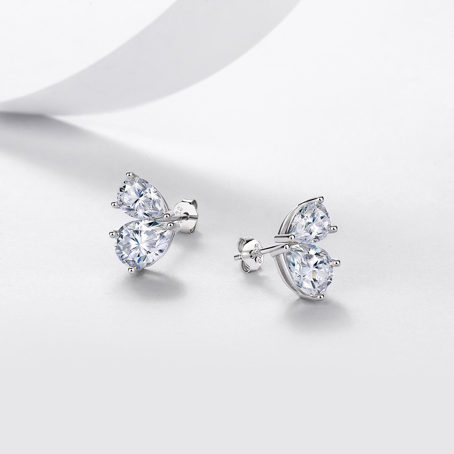 Pear Moissanite Cluster Stud Earrings – 2.05ct DEW Each - alternate view