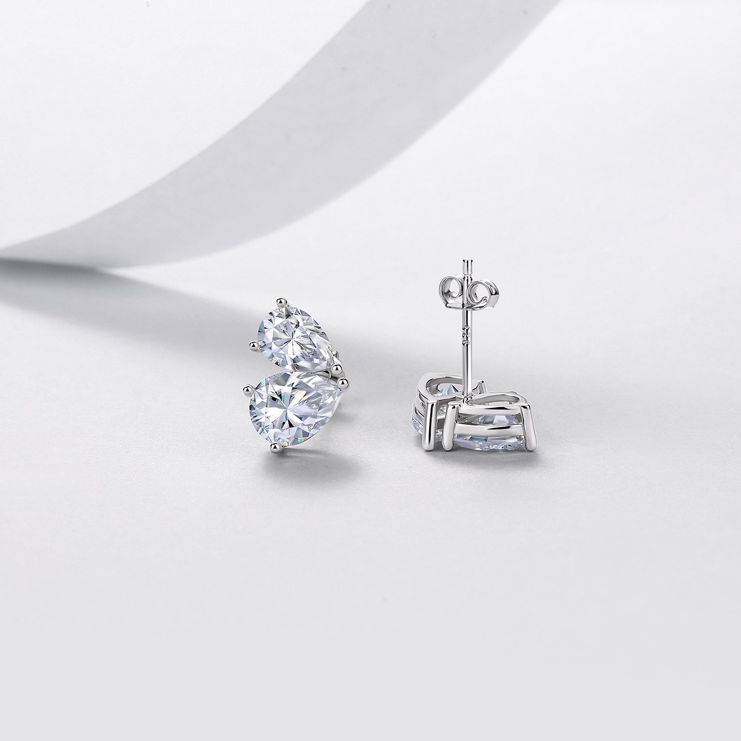 Pear Moissanite Cluster Stud Earrings – 2.05ct DEW Each - Image 3