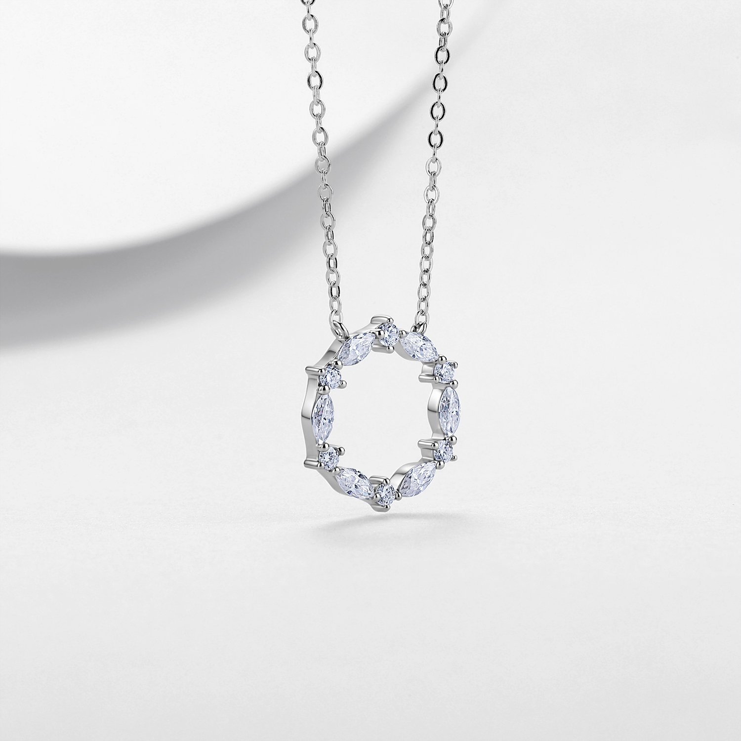 Marquise Moissanite Wreath Necklace – 0.75ct DEW - alternate view