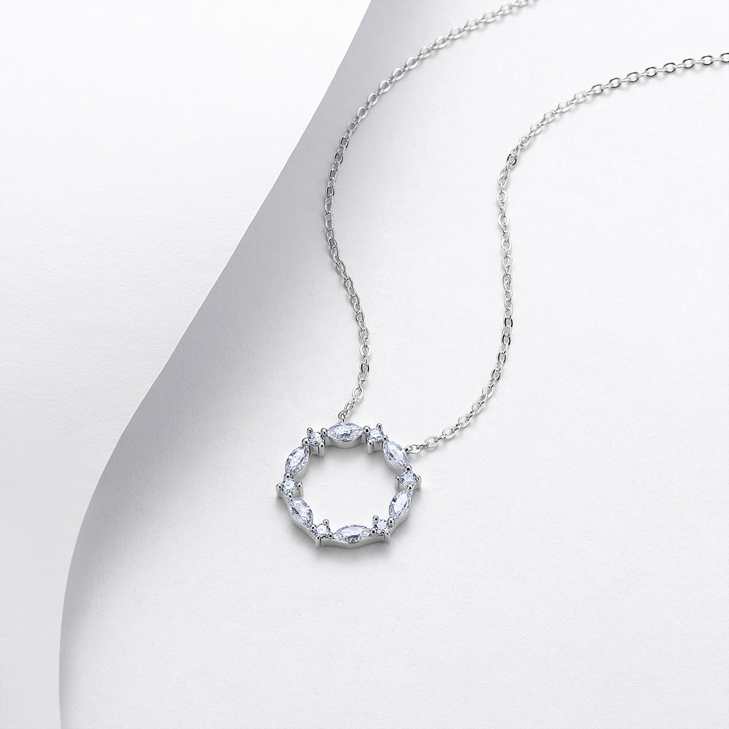 Marquise Moissanite Wreath Necklace – 0.75ct DEW - Image 3