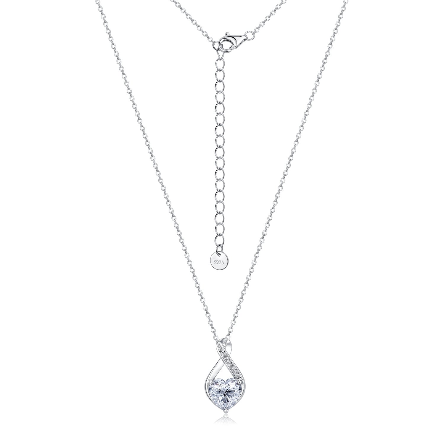 Heart Moissanite Infinity Twist Necklace – 2ct DEW