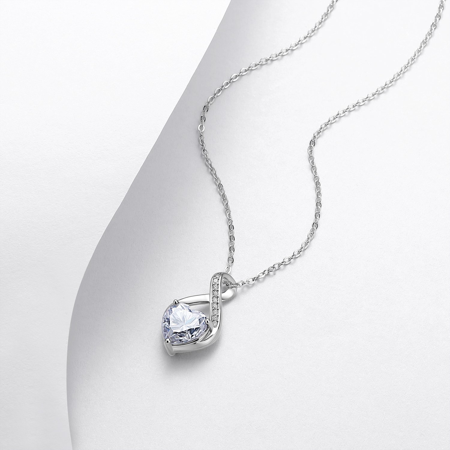 Heart Moissanite Infinity Twist Necklace – 2ct DEW - Image 3