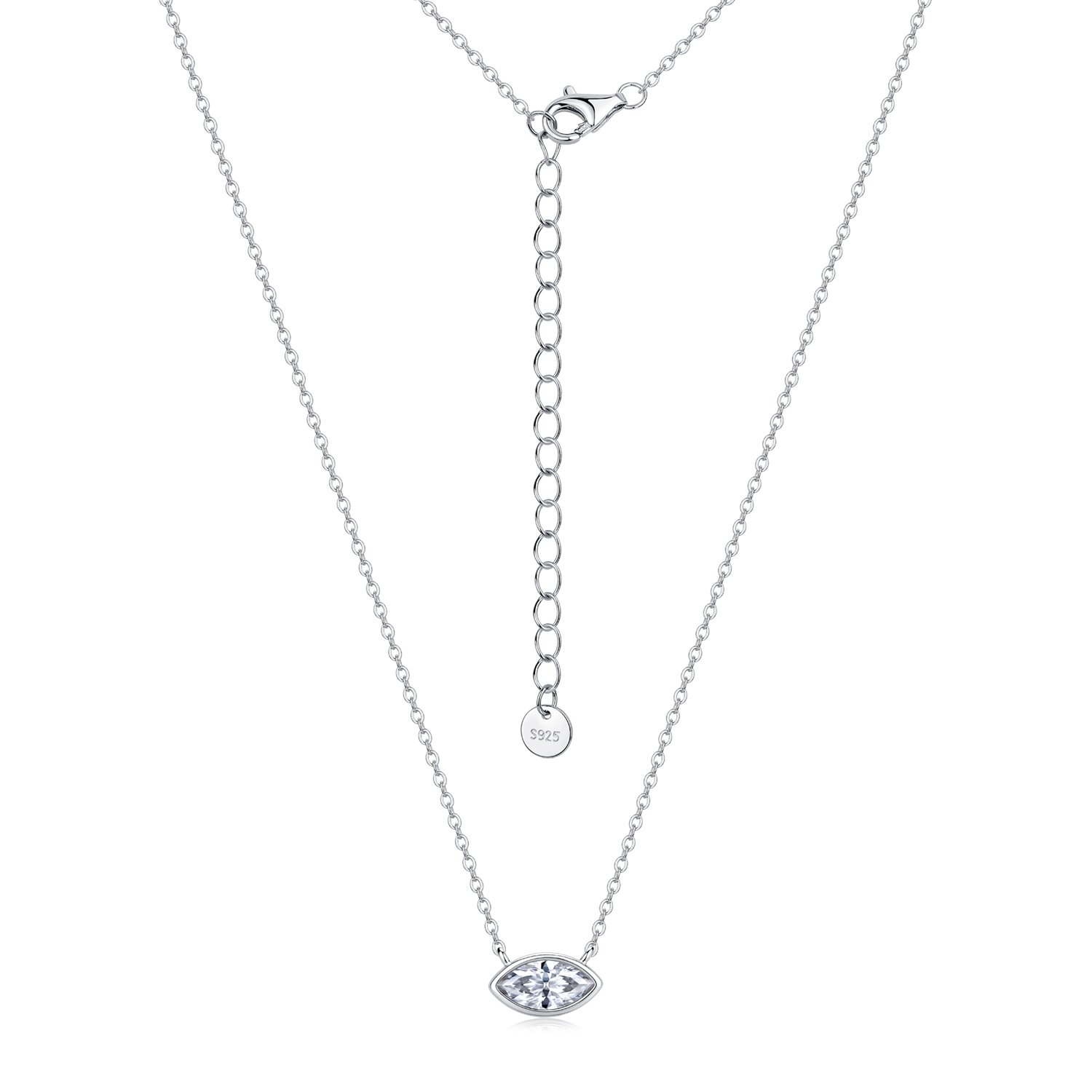 Marquise Moissanite Bezel Necklace – 0.5ct DEW