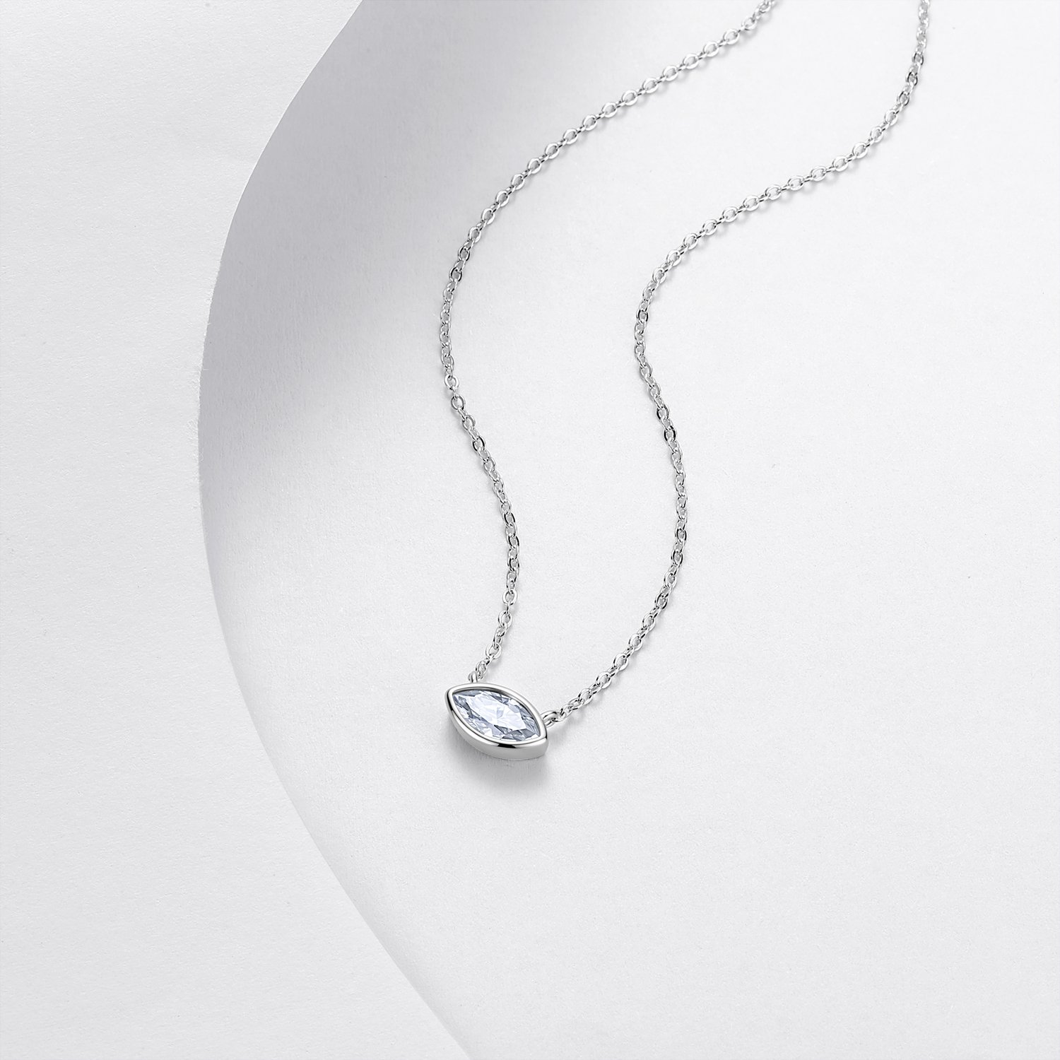 Marquise Moissanite Bezel Necklace – 0.5ct DEW - alternate view