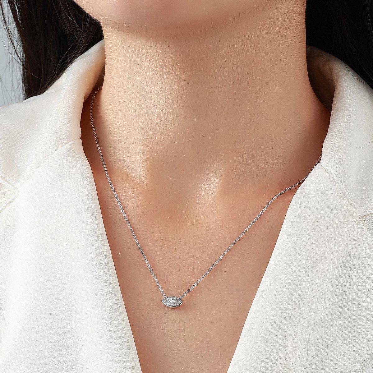 Marquise Moissanite Bezel Necklace – 0.5ct DEW - Image 5