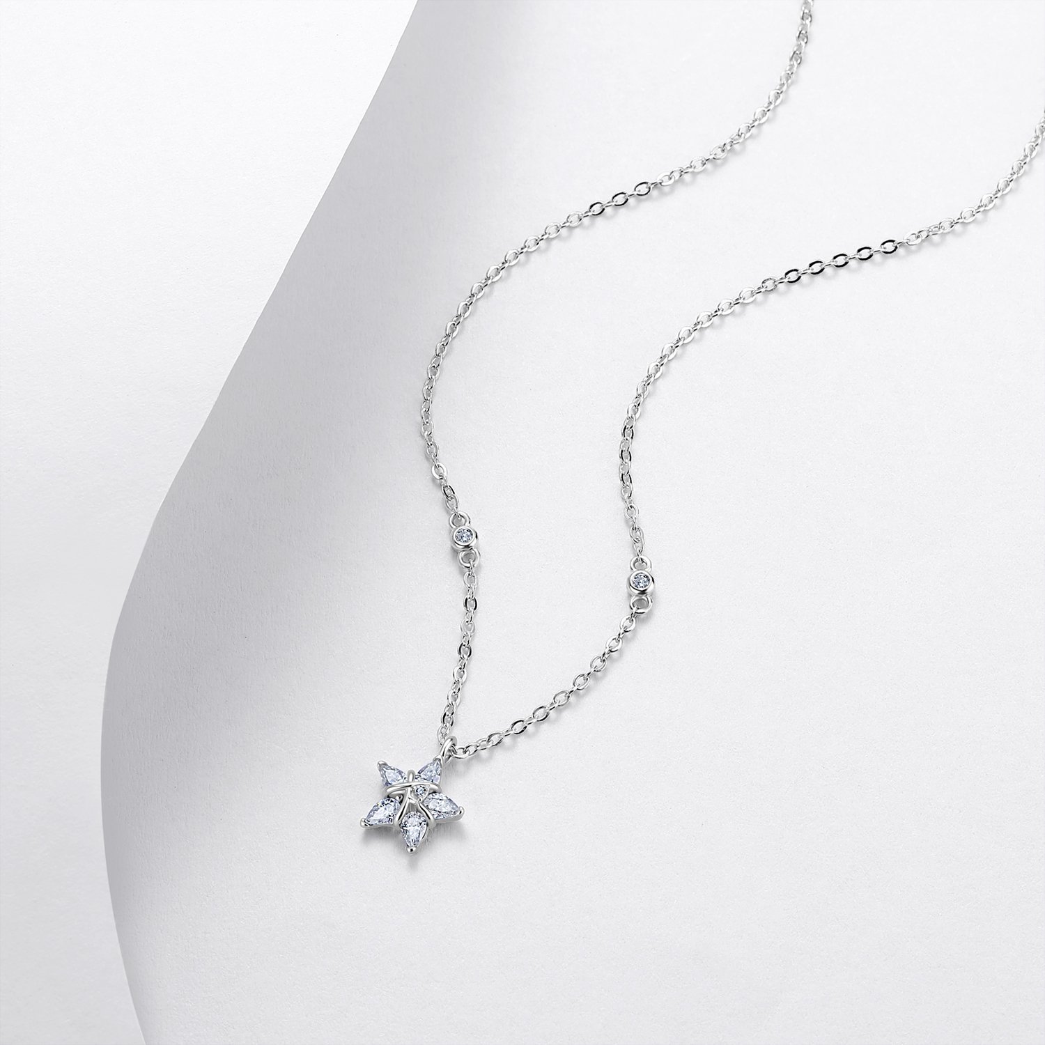 Pear Moissanite Star Necklace – 0.3ct DEW - alternate view