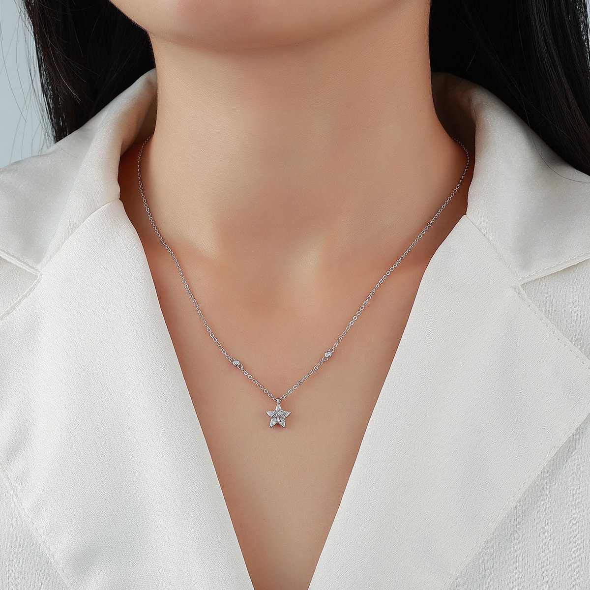 Pear Moissanite Star Necklace – 0.3ct DEW - Image 4