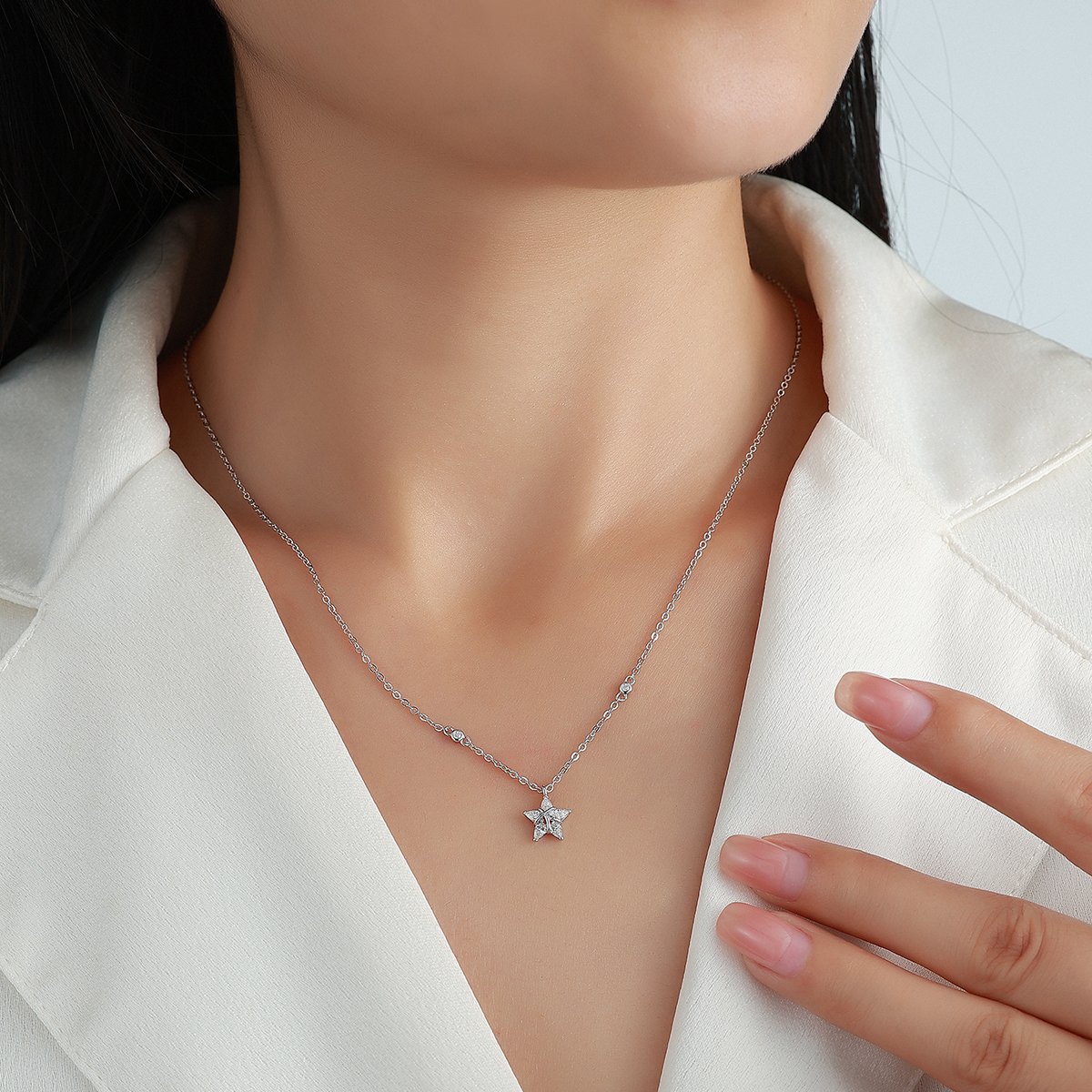 Pear Moissanite Star Necklace – 0.3ct DEW - Image 5