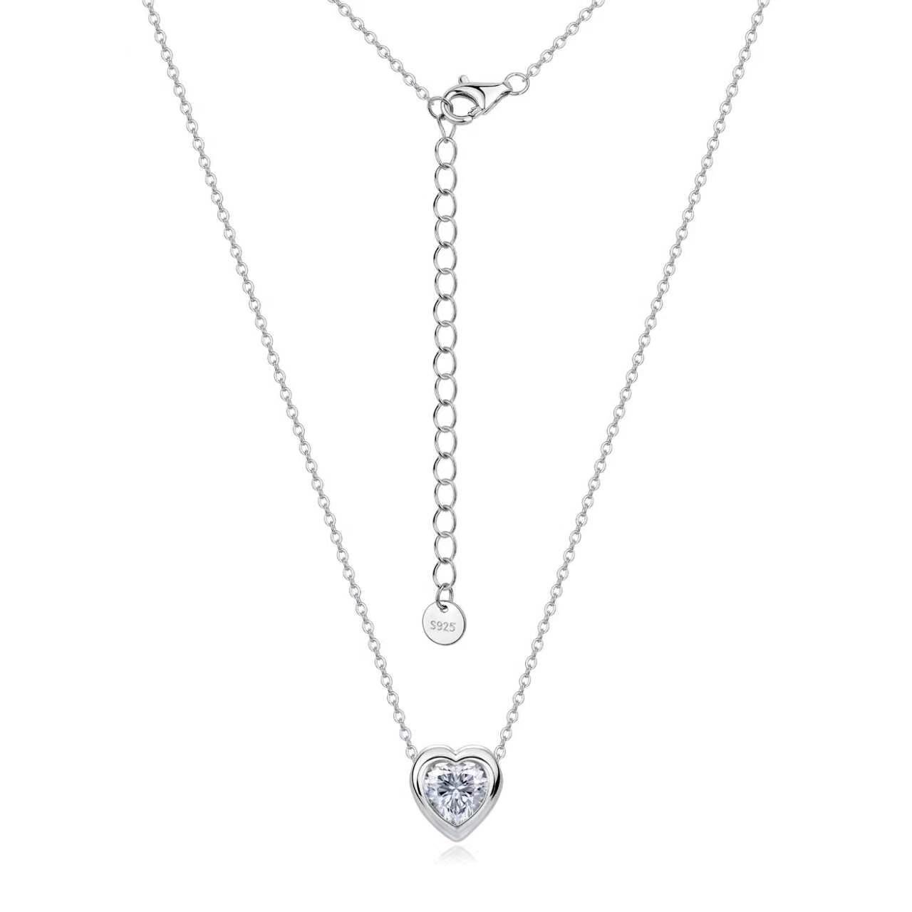 Heart Moissanite Bezel Necklace – 1.2ct DEW