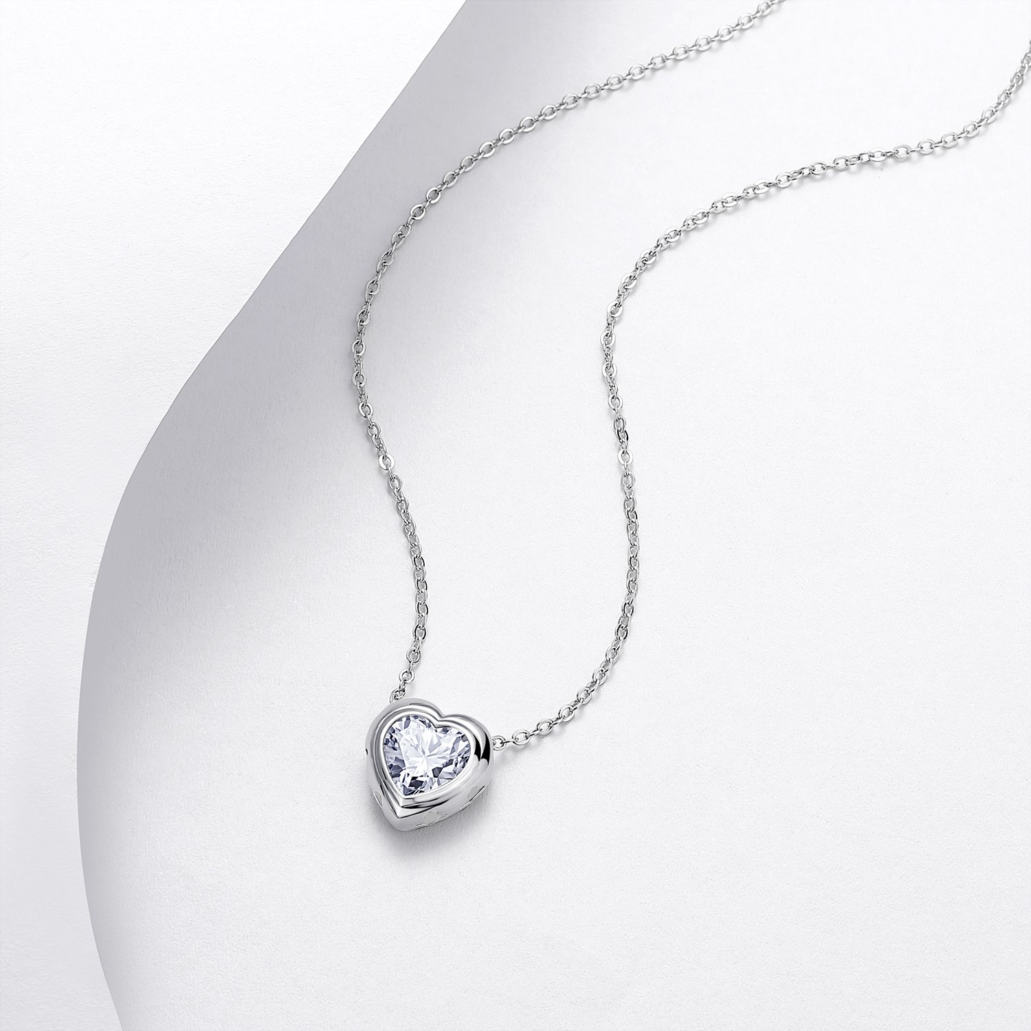 Heart Moissanite Bezel Necklace – 1.2ct DEW - alternate view