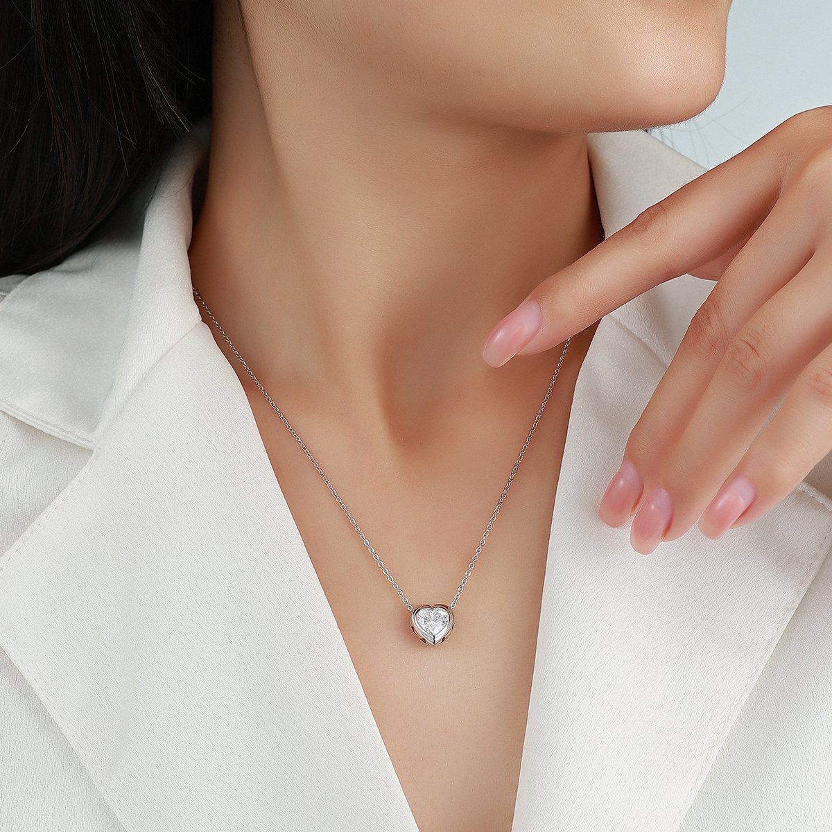 Heart Moissanite Bezel Necklace – 1.2ct DEW - Image 4