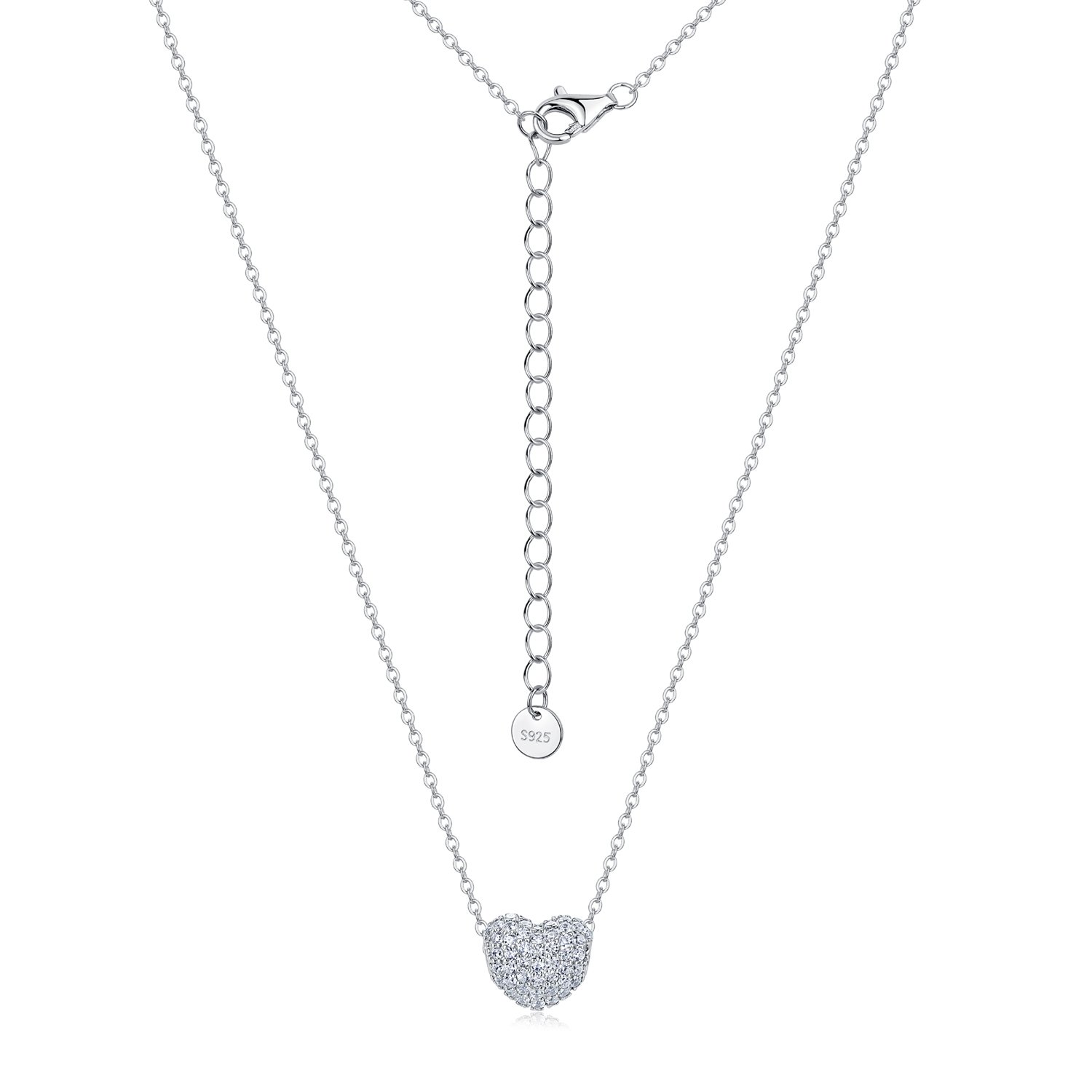 Moissanite Pavé Puffed Heart Necklace – 0.8ct DEW