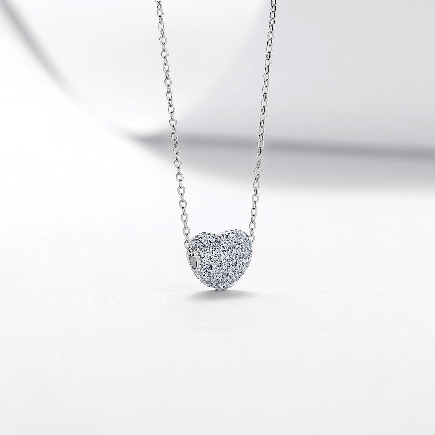 Moissanite Pavé Puffed Heart Necklace – 0.8ct DEW - Image 3