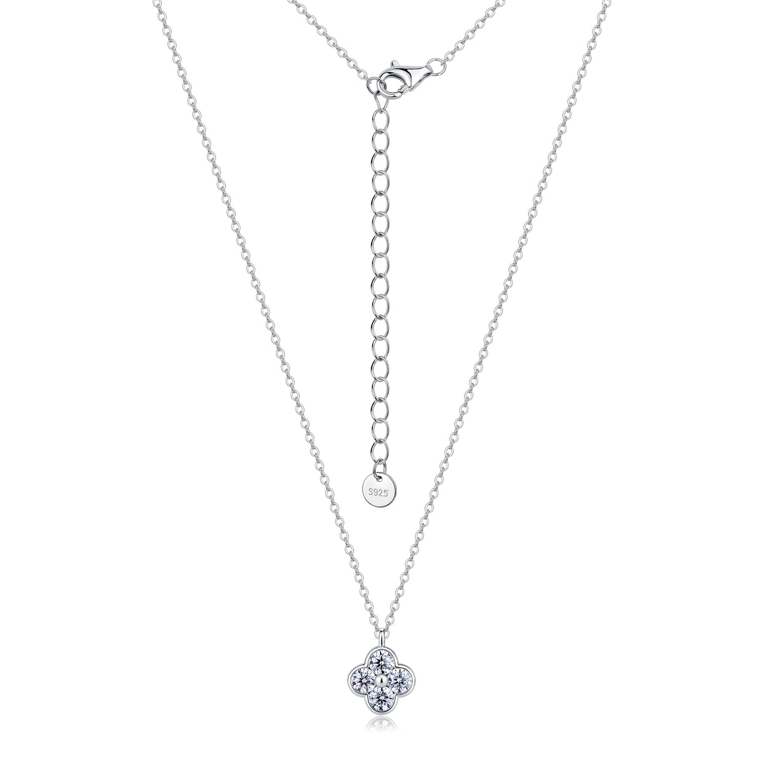 Moissanite Clover Pendant Necklace – 0.4ct DEW, 925 Silver