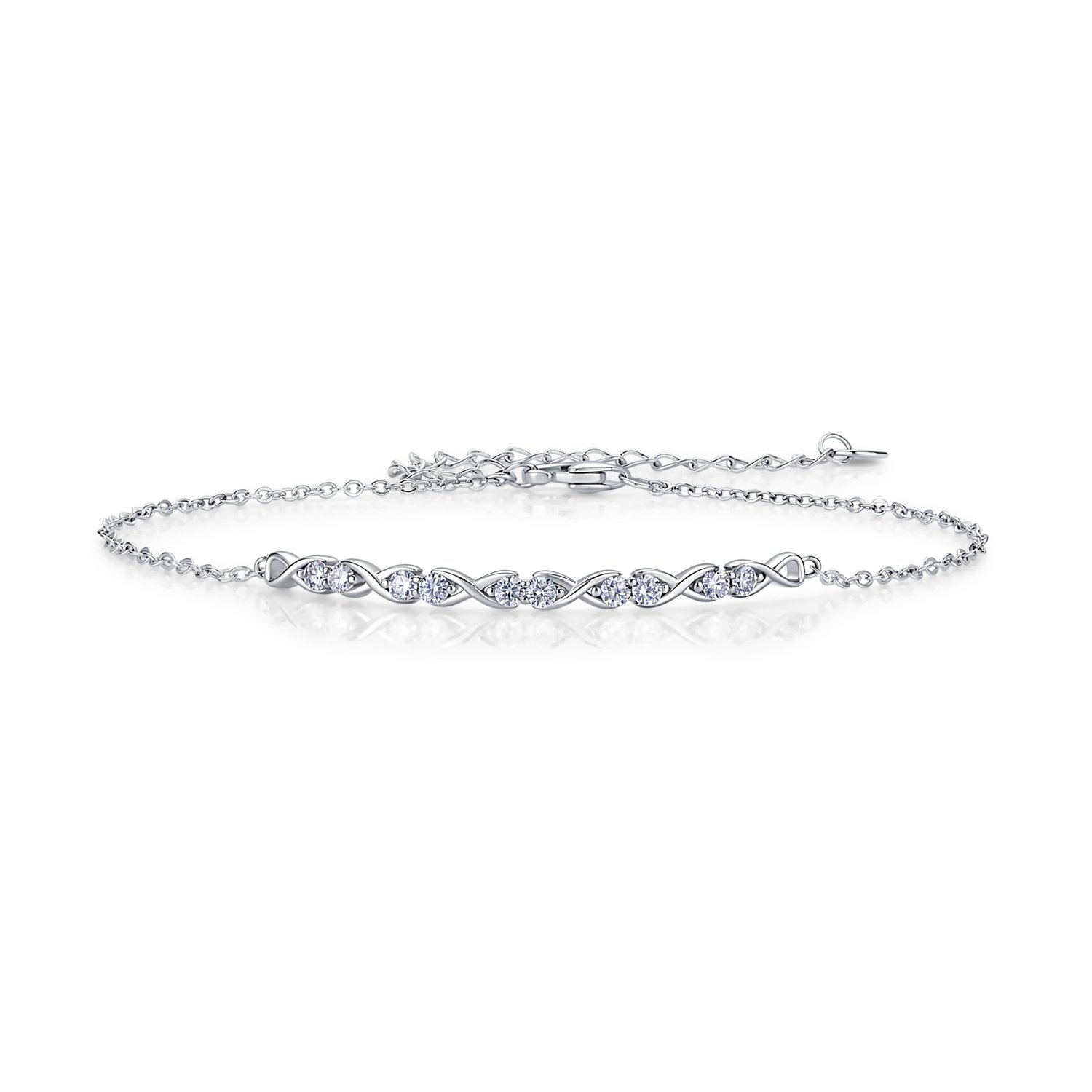 Round Moissanite Infinity Bar Bracelet – 0.25ct DEW