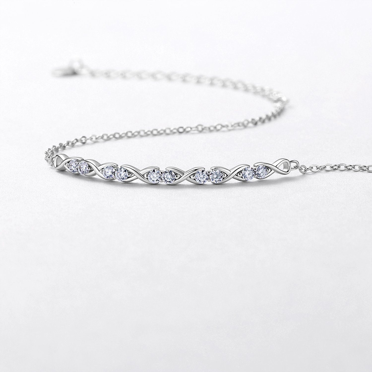 Round Moissanite Infinity Bar Bracelet – 0.25ct DEW - alternate view