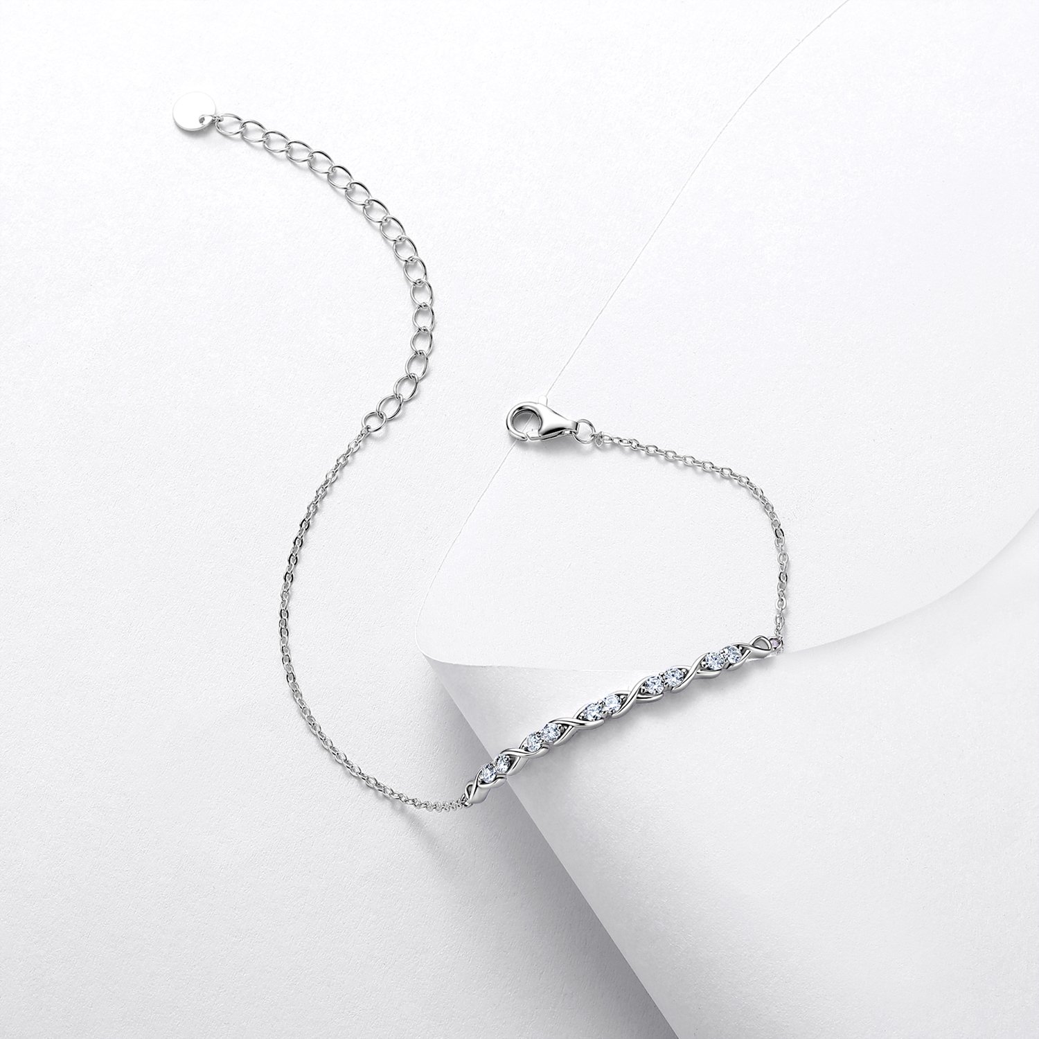Round Moissanite Infinity Bar Bracelet – 0.25ct DEW - Image 3