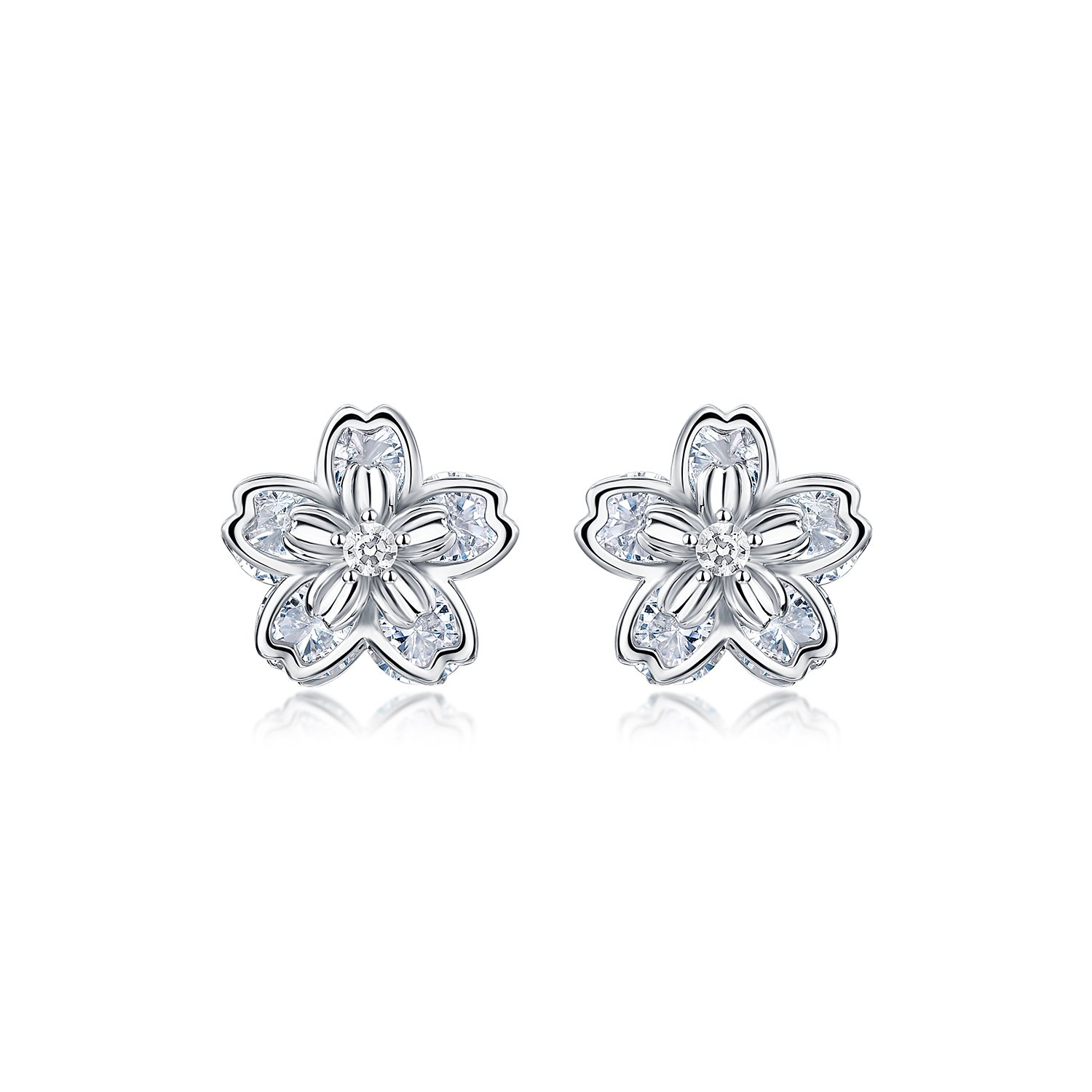 Moissanite Cherry Blossom Stud Earrings – 1.03ct DEW Each