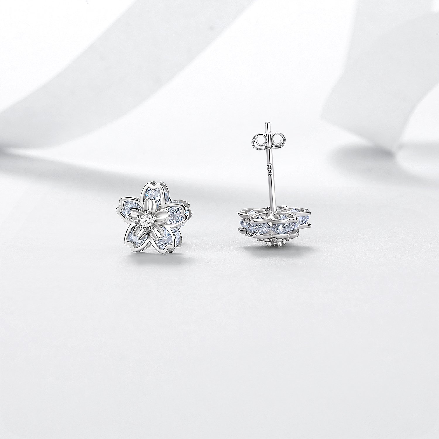 Moissanite Cherry Blossom Stud Earrings – 1.03ct DEW Each - Image 3