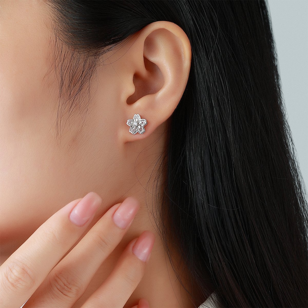 Moissanite Cherry Blossom Stud Earrings – 1.03ct DEW Each - Image 5