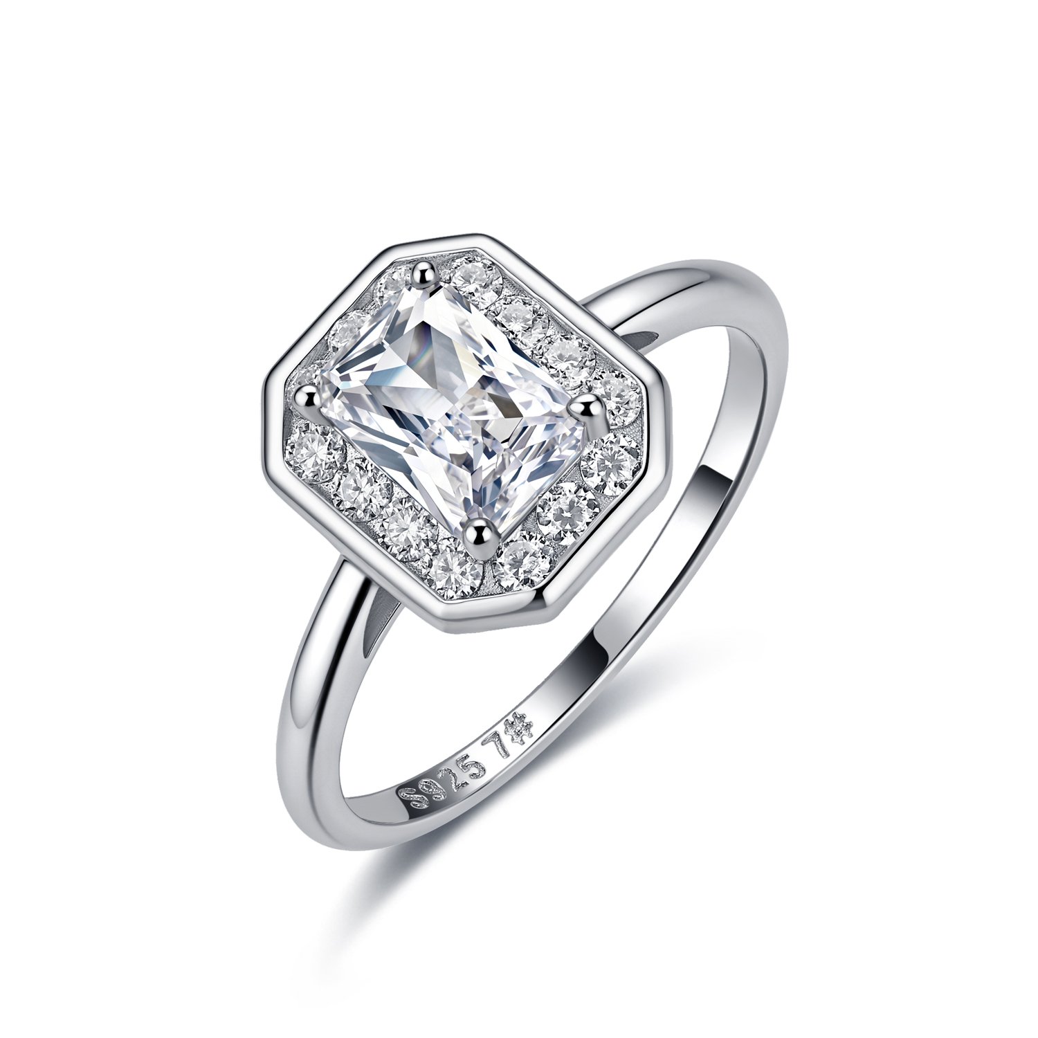 Radiant Moissanite Octagon Halo Ring – 1.3ct DEW