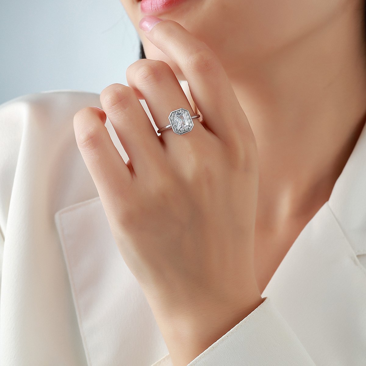 Radiant Moissanite Octagon Halo Ring – 1.3ct DEW - Image 4