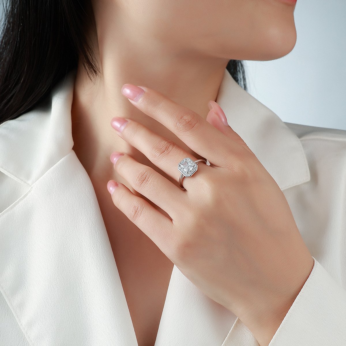 Radiant Moissanite Octagon Halo Ring – 1.3ct DEW - Image 5