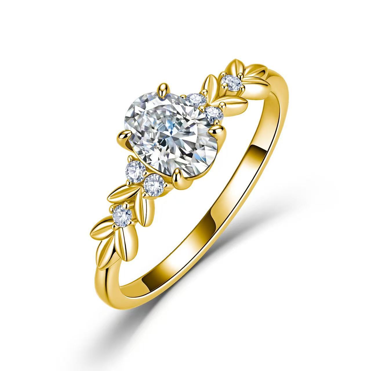 Oval Moissanite Leaf Engagement Ring – 1.1ct DEW - alternate view