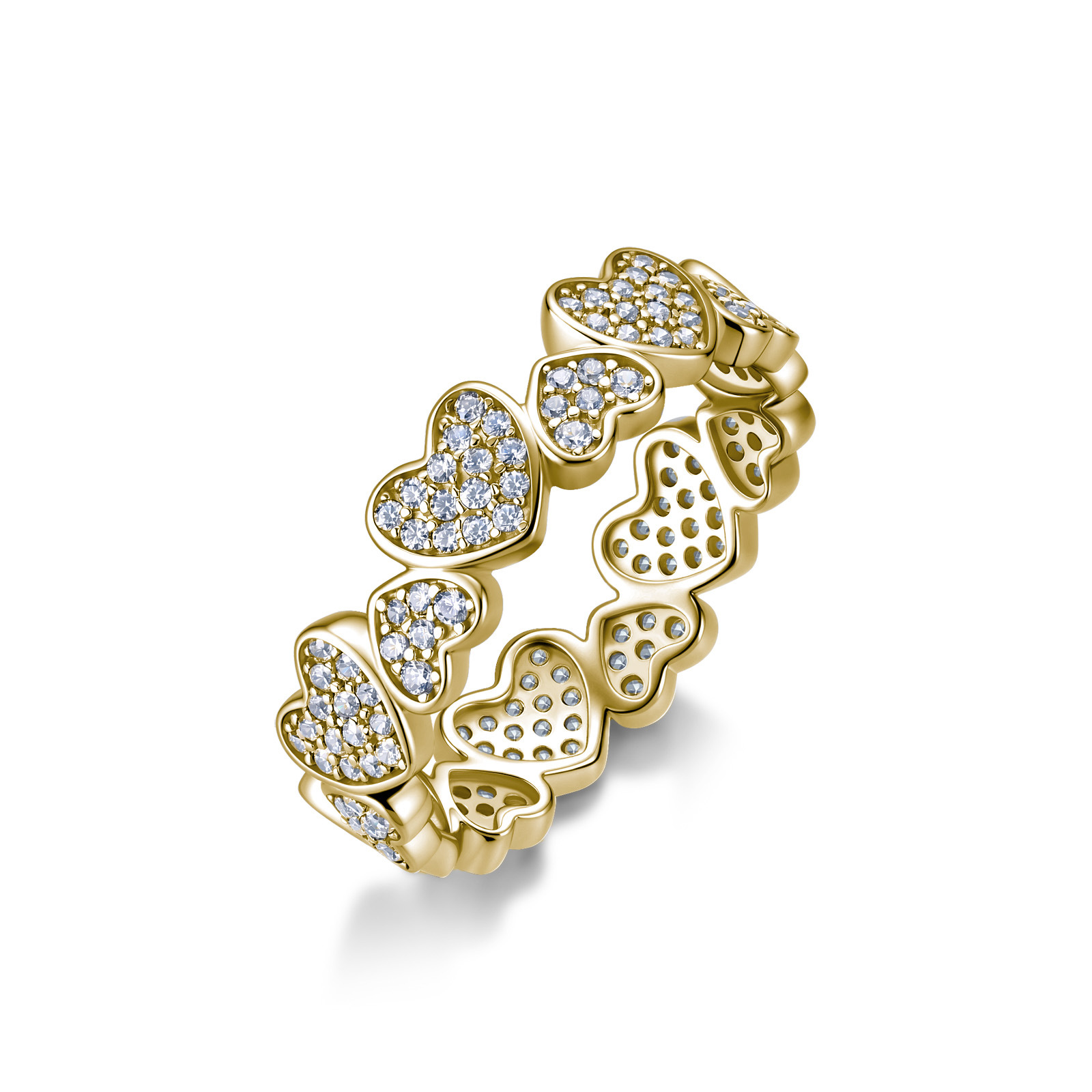 Pavé Heart Moissanite Eternity Band – 0.69ct DEW - alternate view