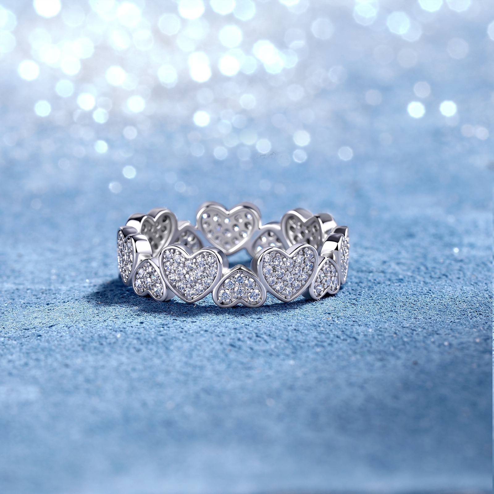 Pavé Heart Moissanite Eternity Band – 0.69ct DEW - Image 4