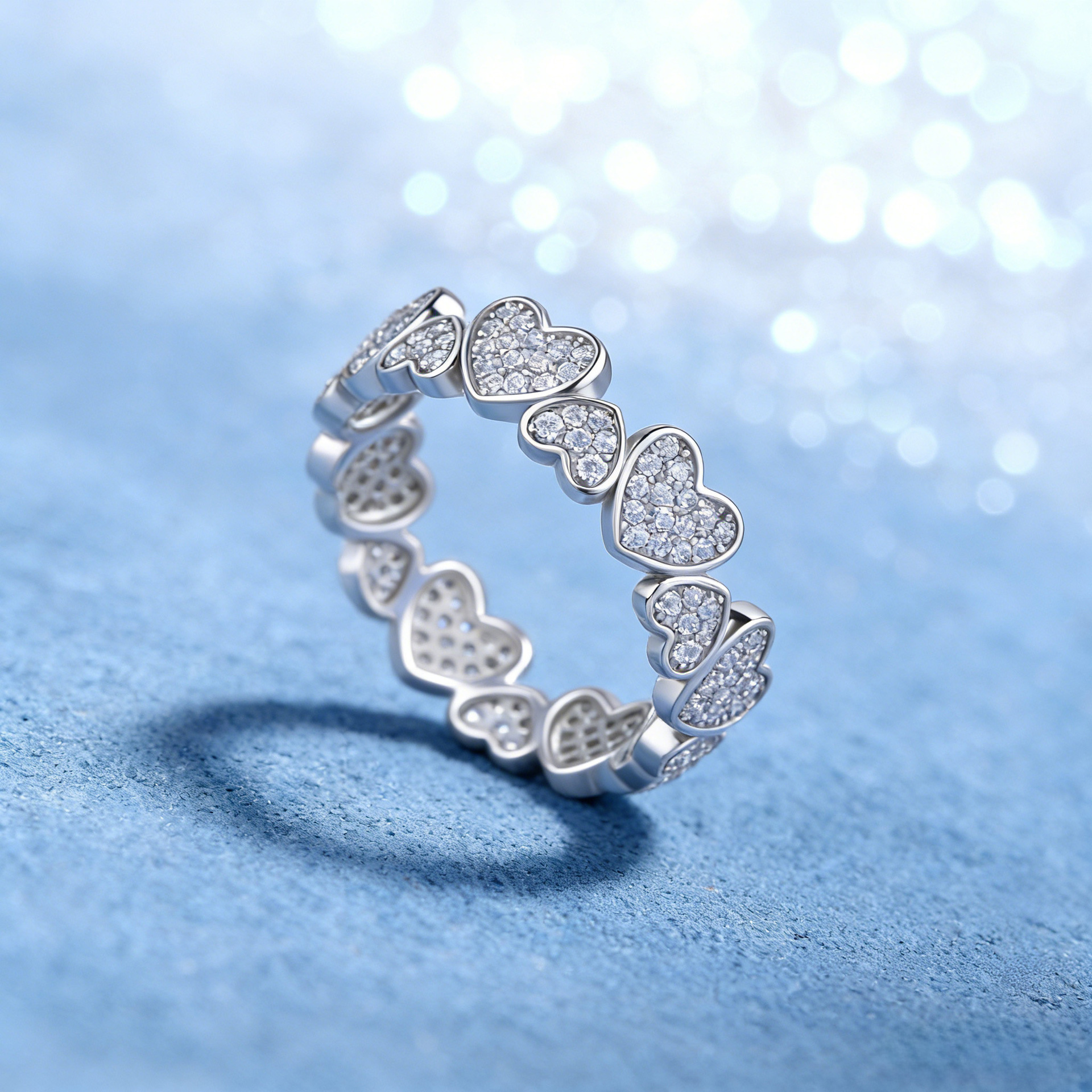 Pavé Heart Moissanite Eternity Band – 0.69ct DEW - Image 5