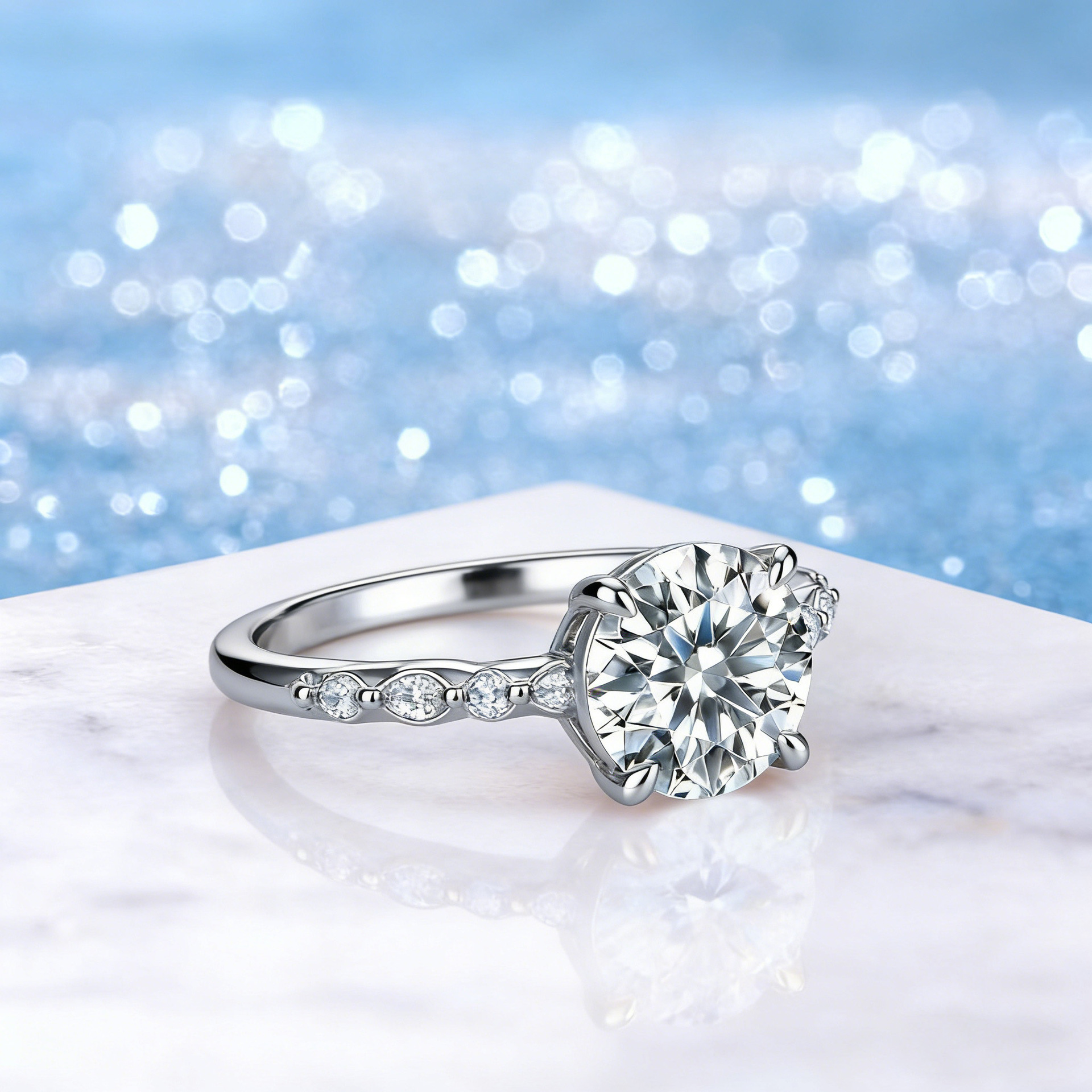 Round Moissanite Engagement Ring – 2.75ct DEW (9mm) - Image 5