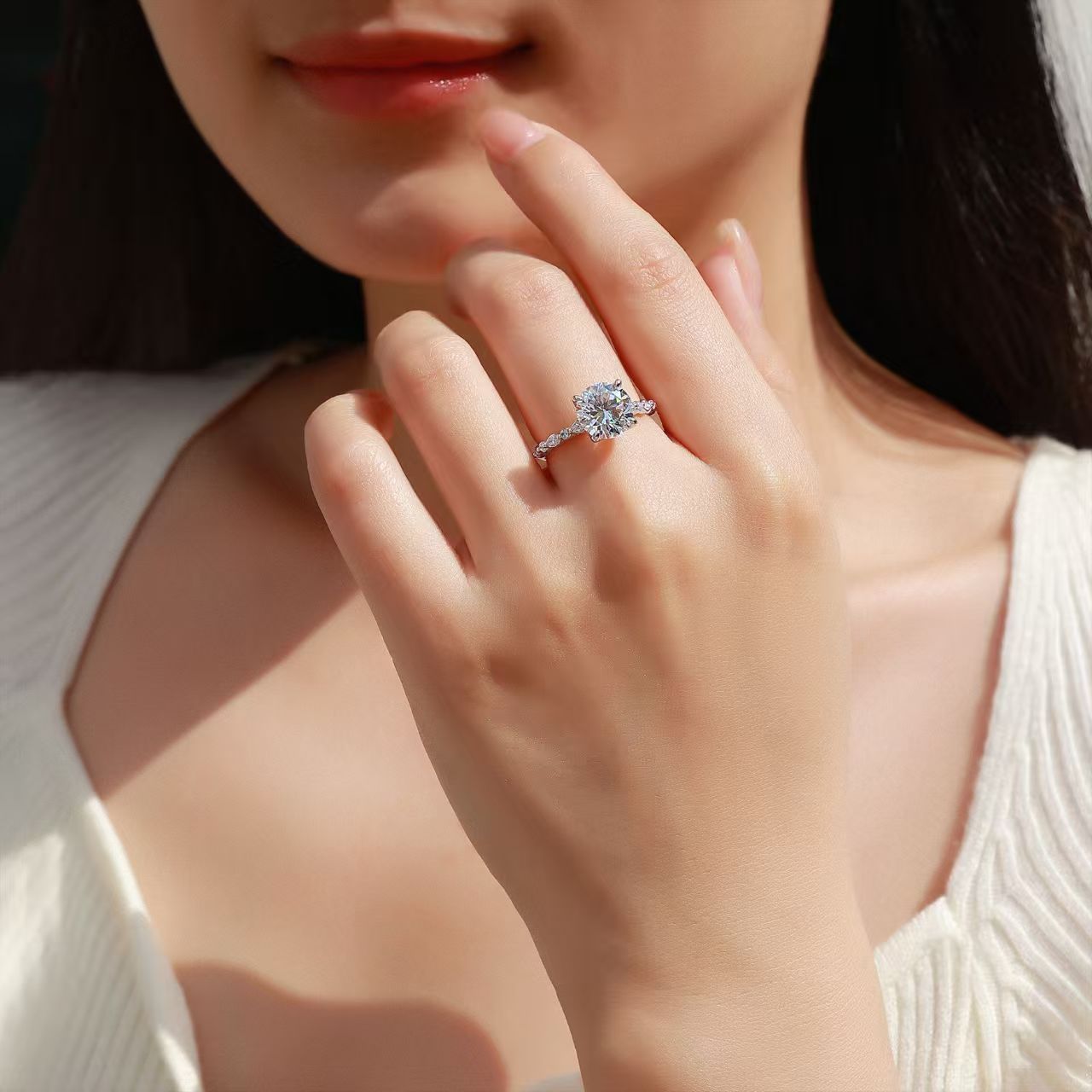 Round Moissanite Engagement Ring – 2.75ct DEW (9mm) - Image 6