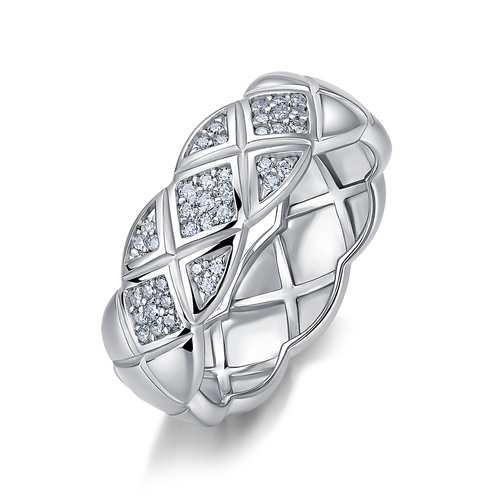Moissanite Quilted Lattice Pavé Band – 0.24ct DEW