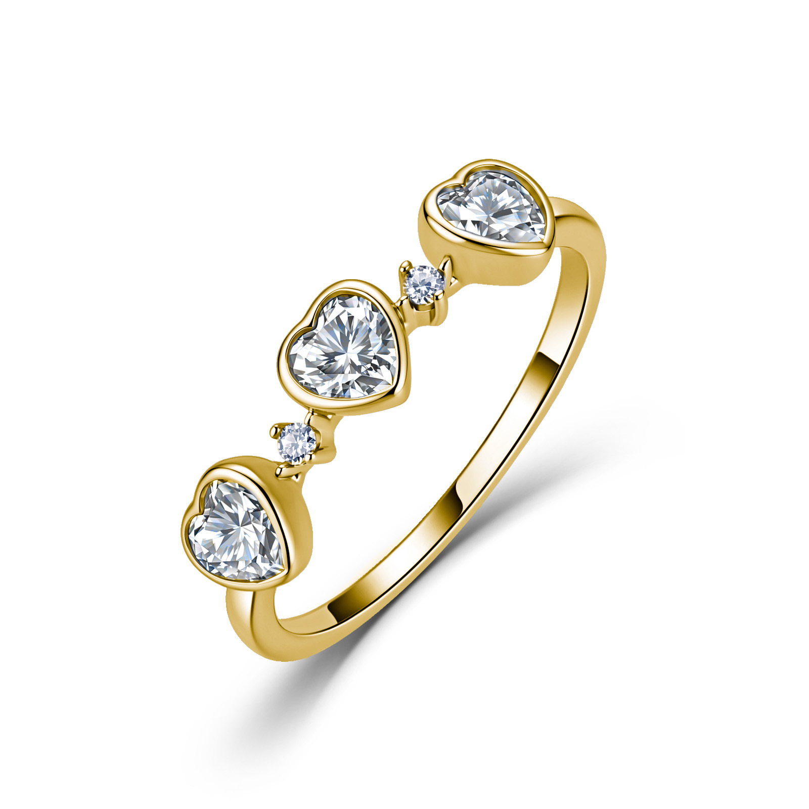 Heart Moissanite Three-Stone Ring – 0.9ct DEW - alternate view