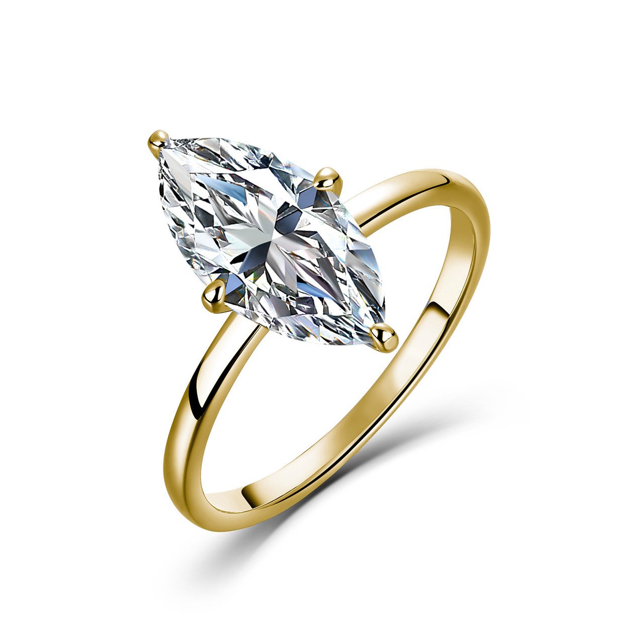 Marquise Moissanite Solitaire Ring – 3ct DEW 7x14mm - Image 3