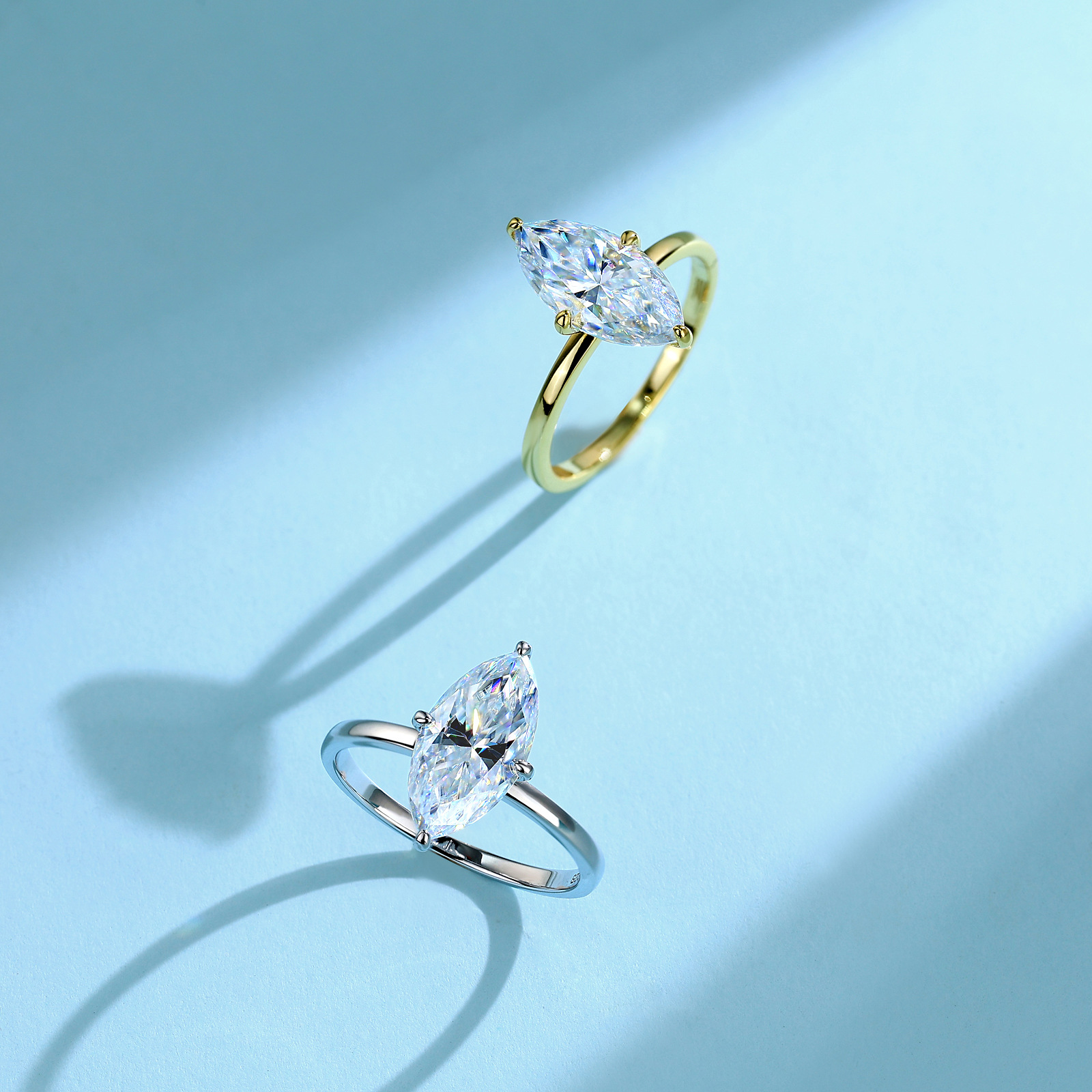 Marquise Moissanite Solitaire Ring – 3ct DEW 7x14mm - Image 4