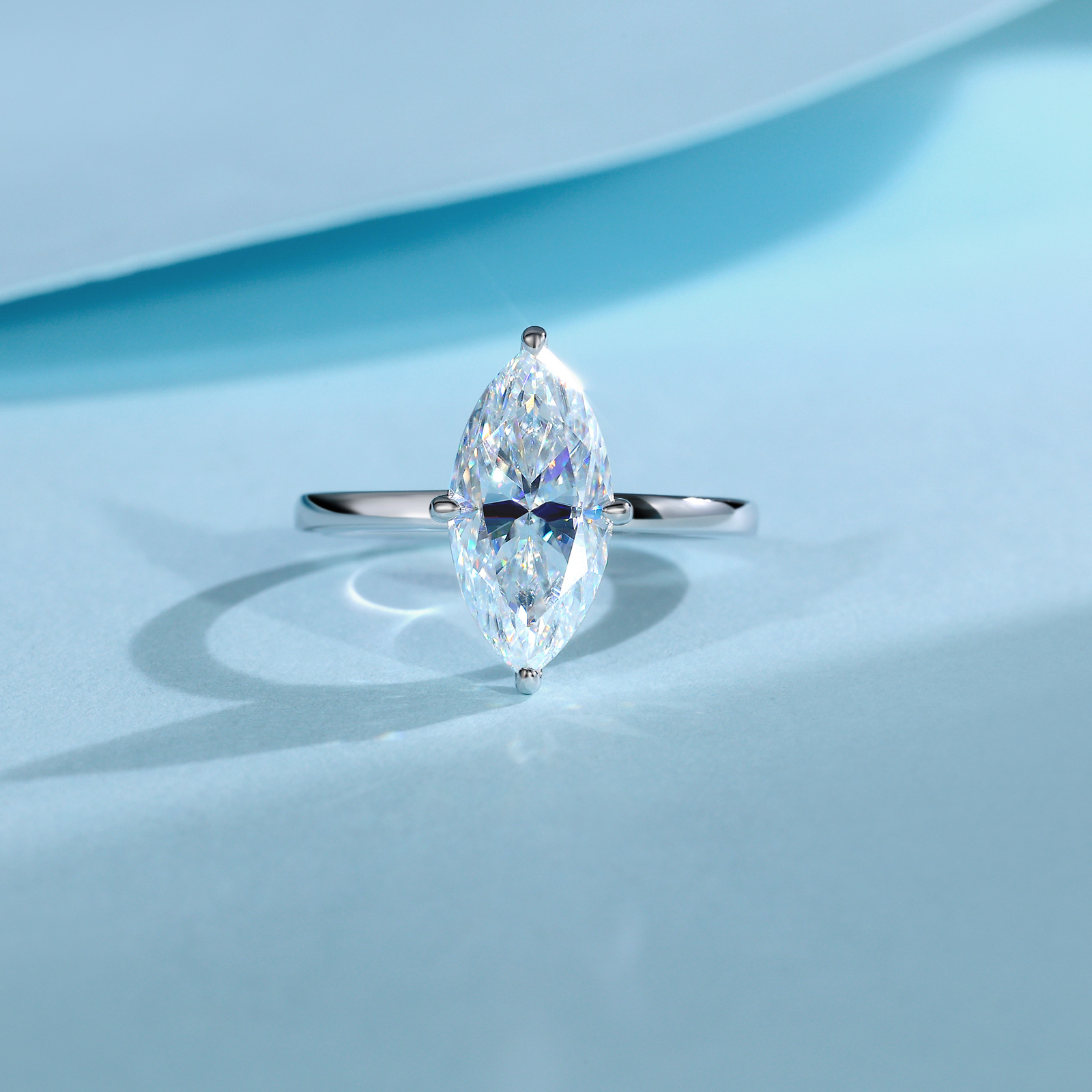 Marquise Moissanite Solitaire Ring – 3ct DEW 7x14mm - Image 5