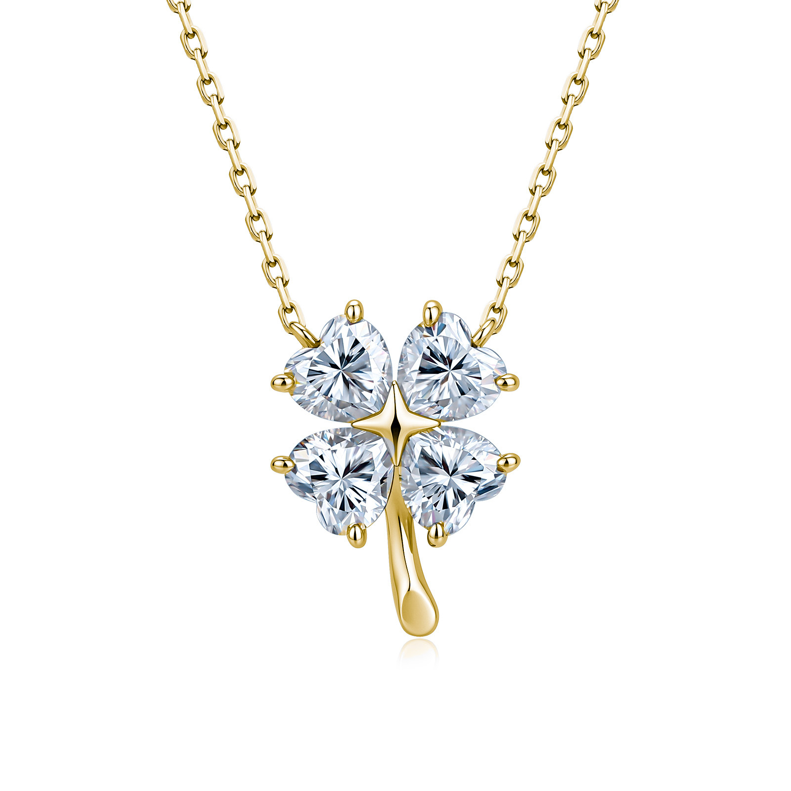 Heart Moissanite Four-Leaf Clover Necklace – 2ct DEW - alternate view