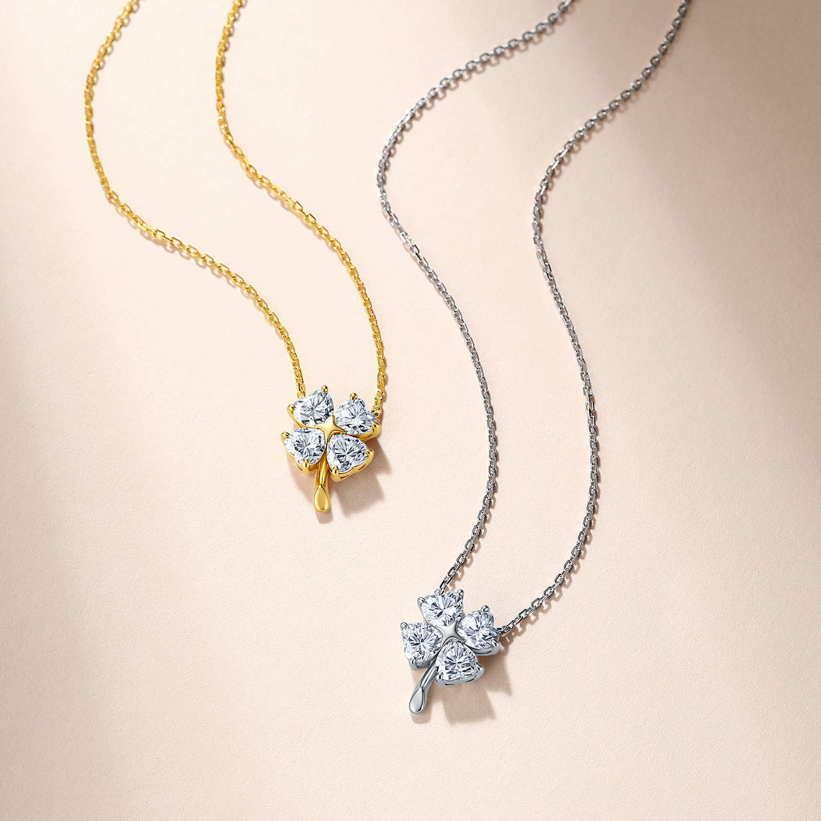 Heart Moissanite Four-Leaf Clover Necklace – 2ct DEW - Image 4
