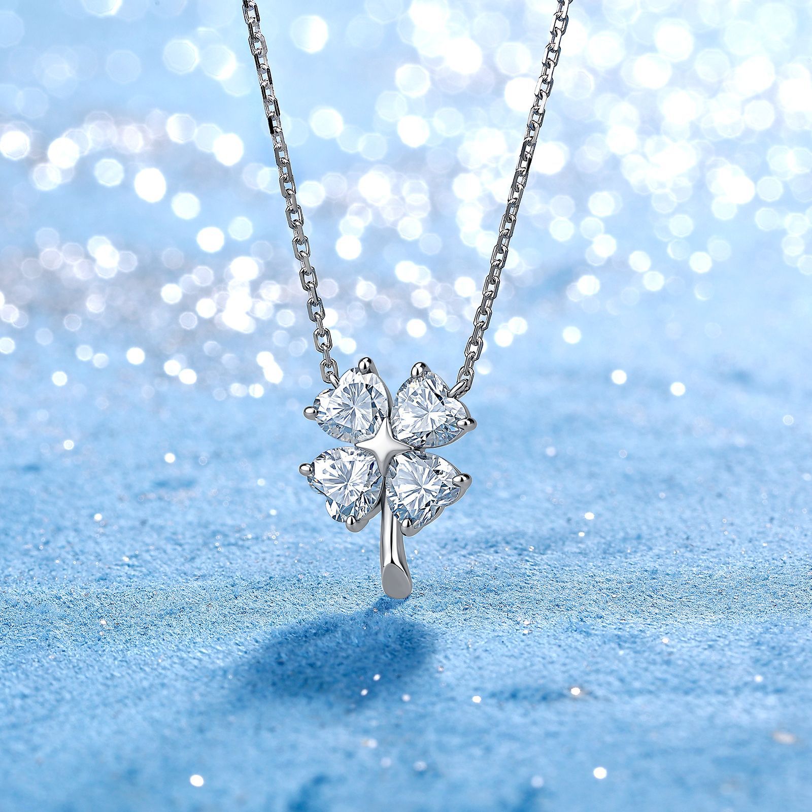 Heart Moissanite Four-Leaf Clover Necklace – 2ct DEW - Image 5