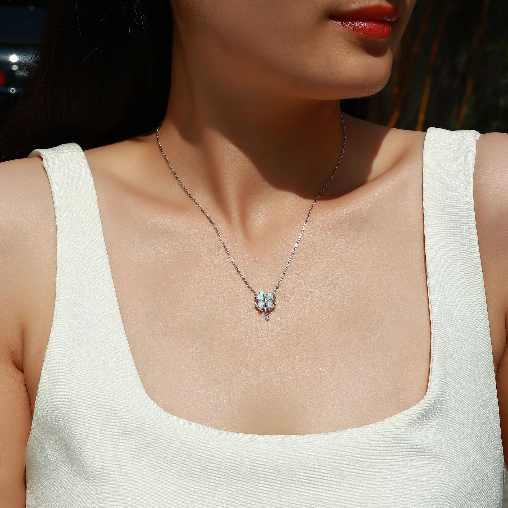 Heart Moissanite Four-Leaf Clover Necklace – 2ct DEW - Image 6