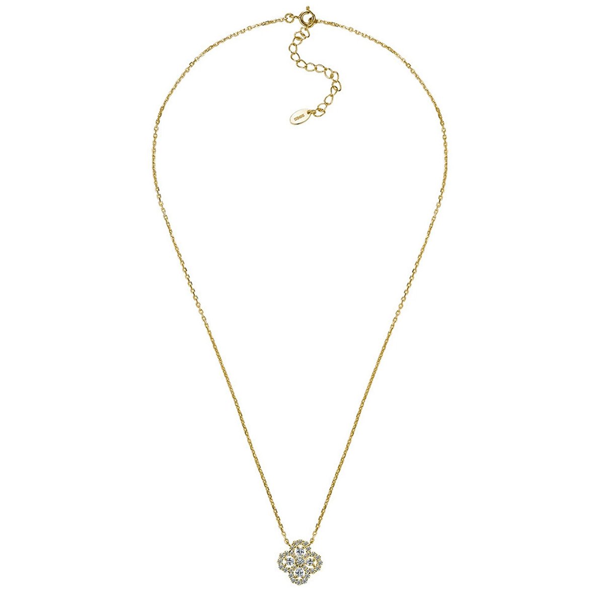 Pear Moissanite Clover Halo Necklace – 0.48ct DEW - alternate view