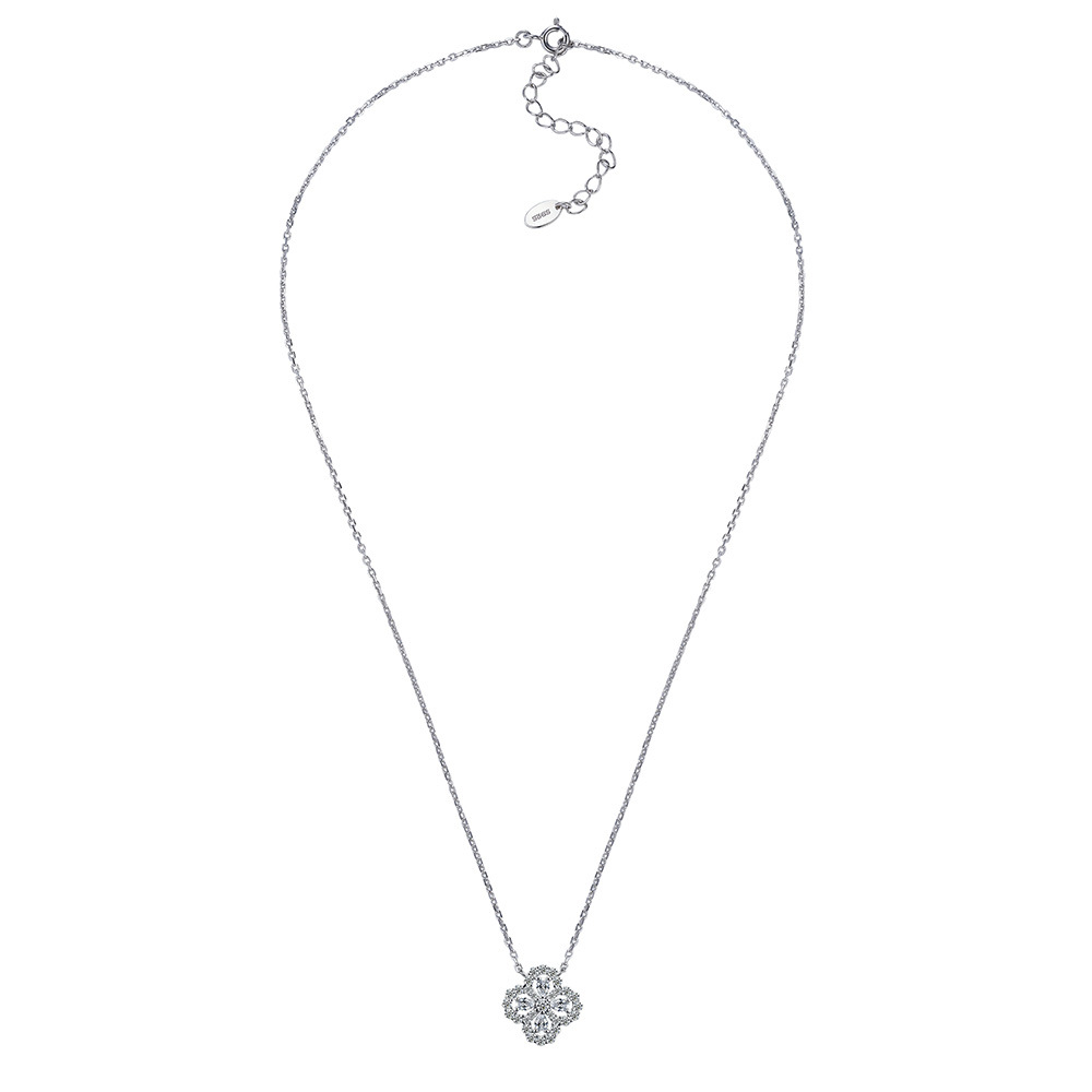 Pear Moissanite Clover Halo Necklace – 0.48ct DEW - Image 7