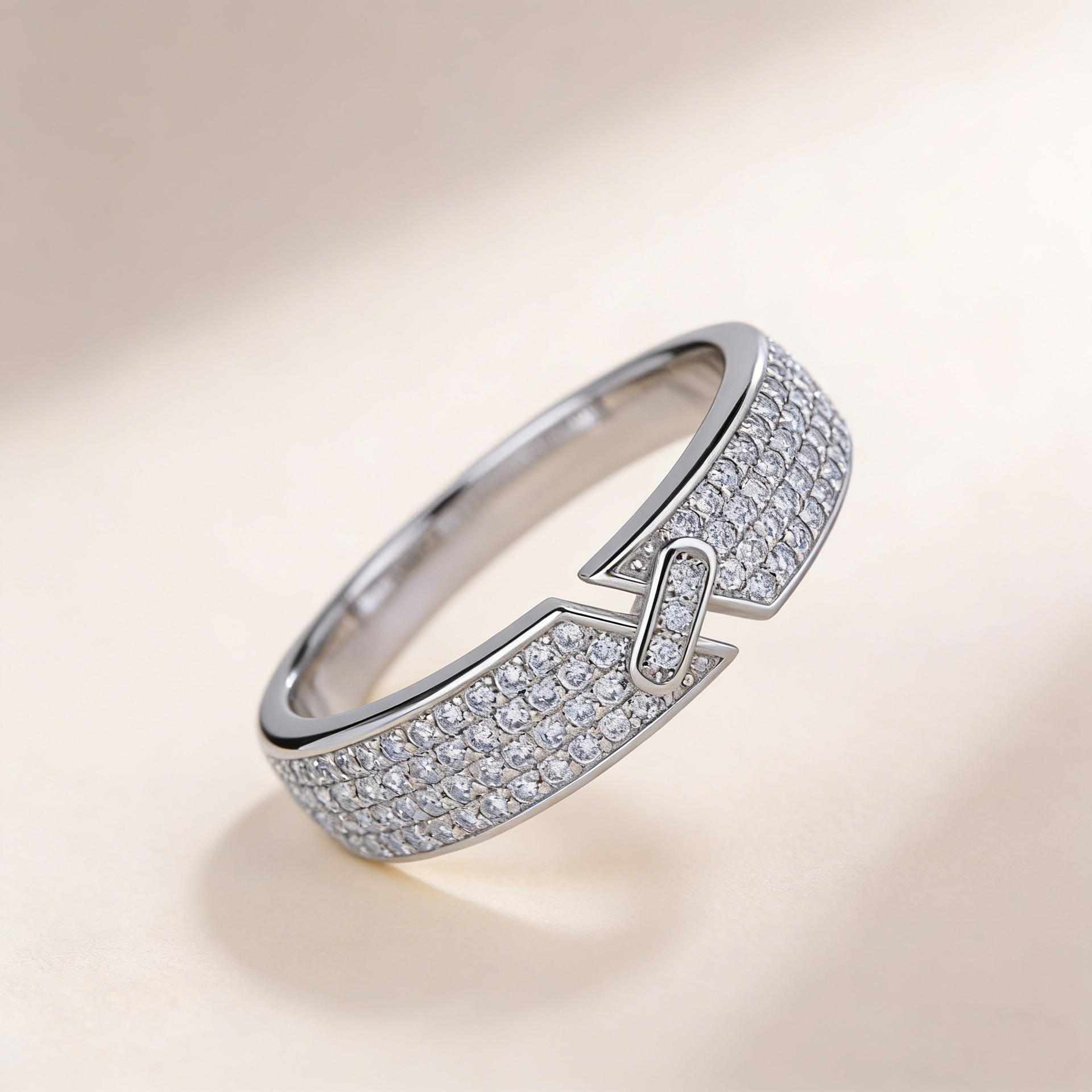 Pavé Moissanite Buckle Band – 0.5ct DEW, 5mm Wide - Image 5