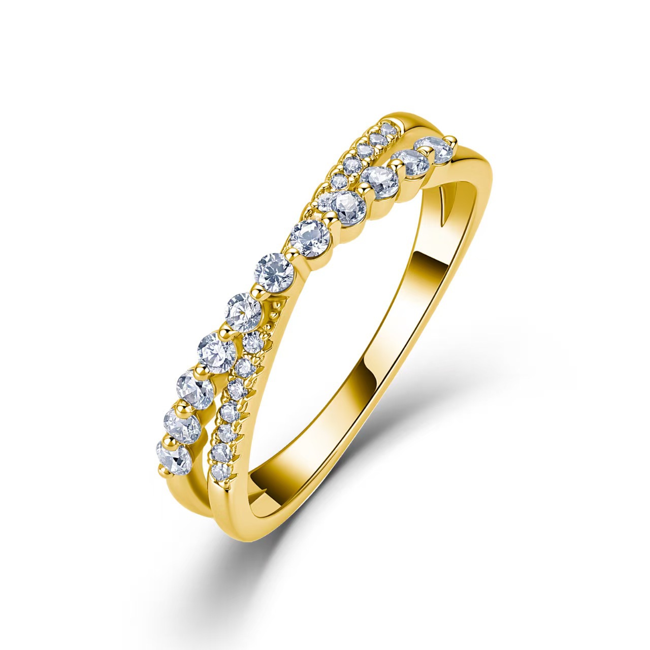 Round Moissanite Criss-Cross Band – 0.3ct DEW - alternate view