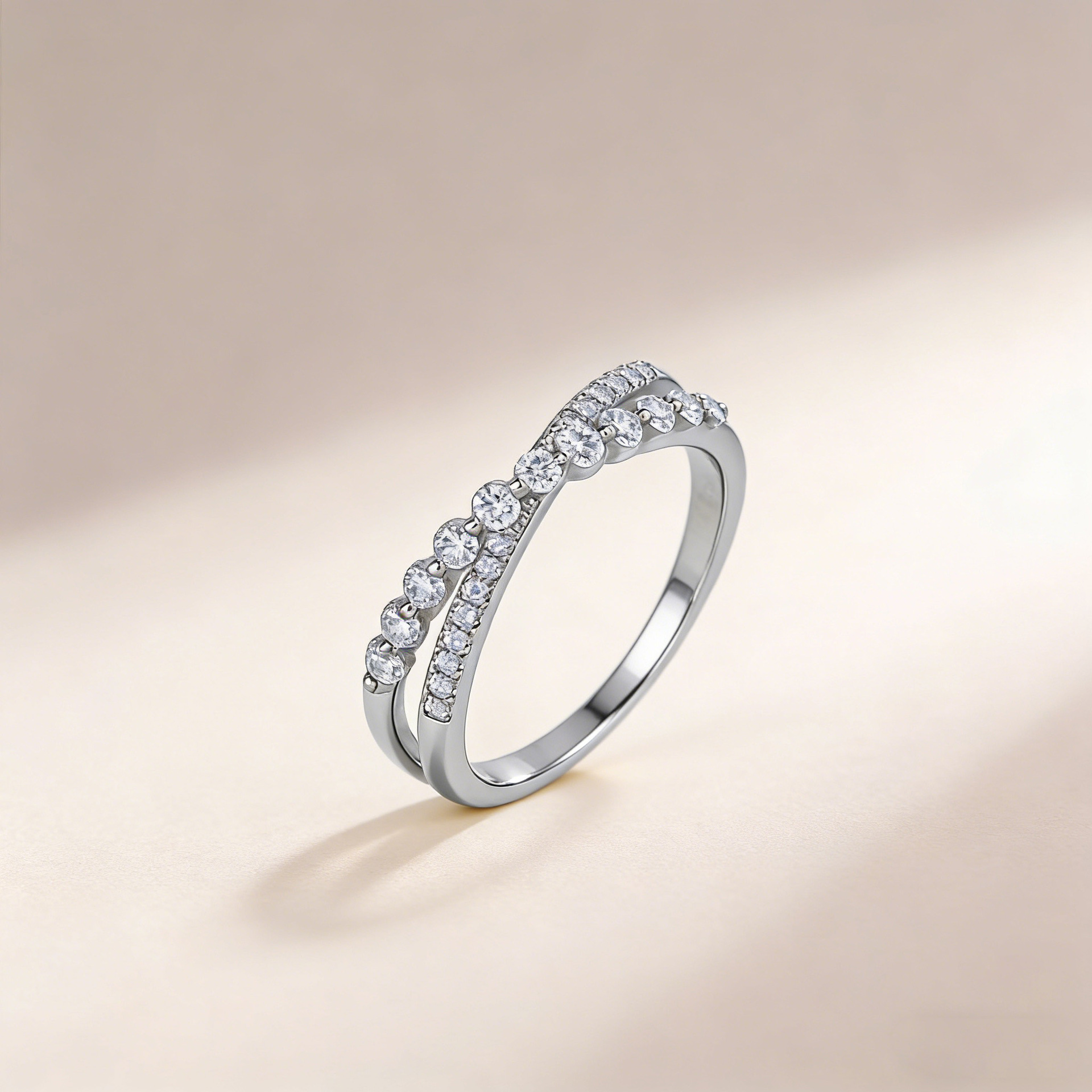 Round Moissanite Criss-Cross Band – 0.3ct DEW - Image 5