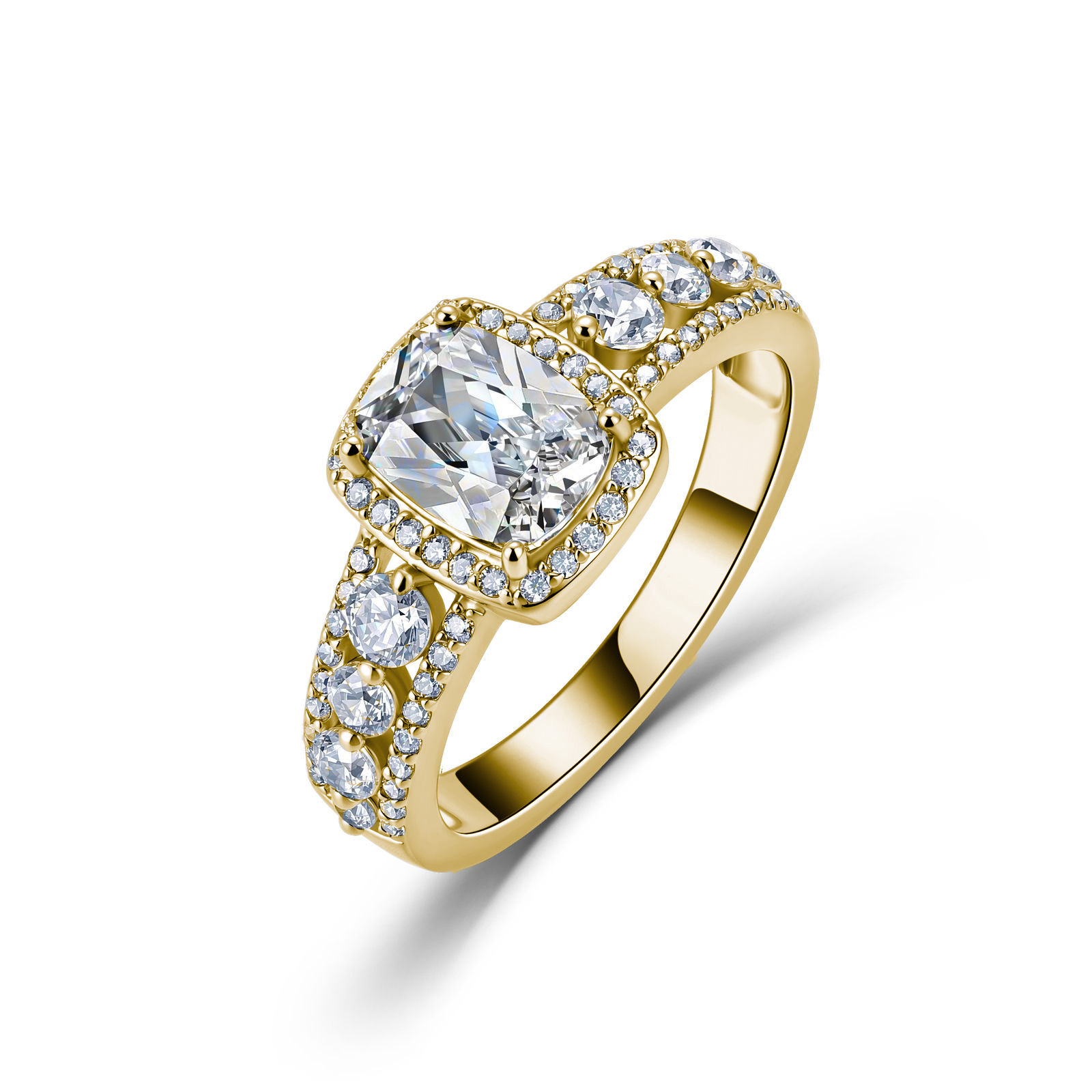 Elongated Cushion Moissanite Halo Ring – 2.8ct DEW - alternate view