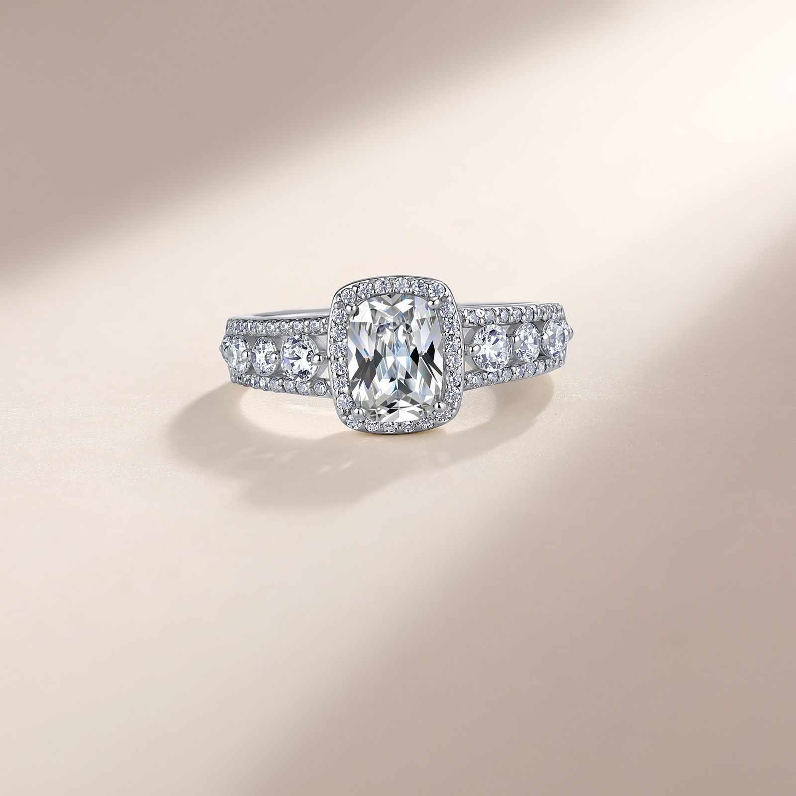 Elongated Cushion Moissanite Halo Ring – 2.8ct DEW - Image 4